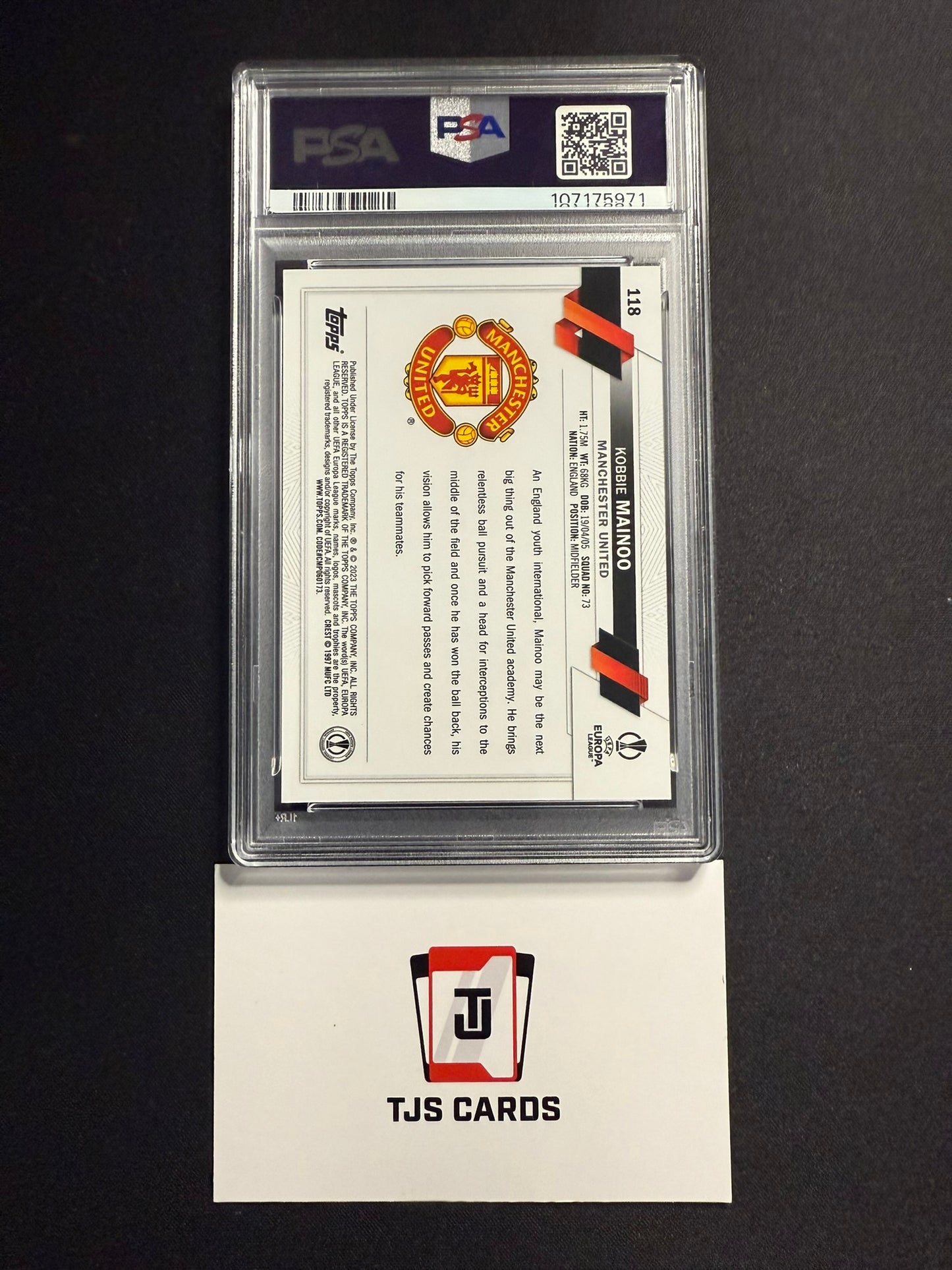 Kobbie Mainoo - PSA 6 - Rookie Raywave - TOPPS Chrome UCC 2022/23