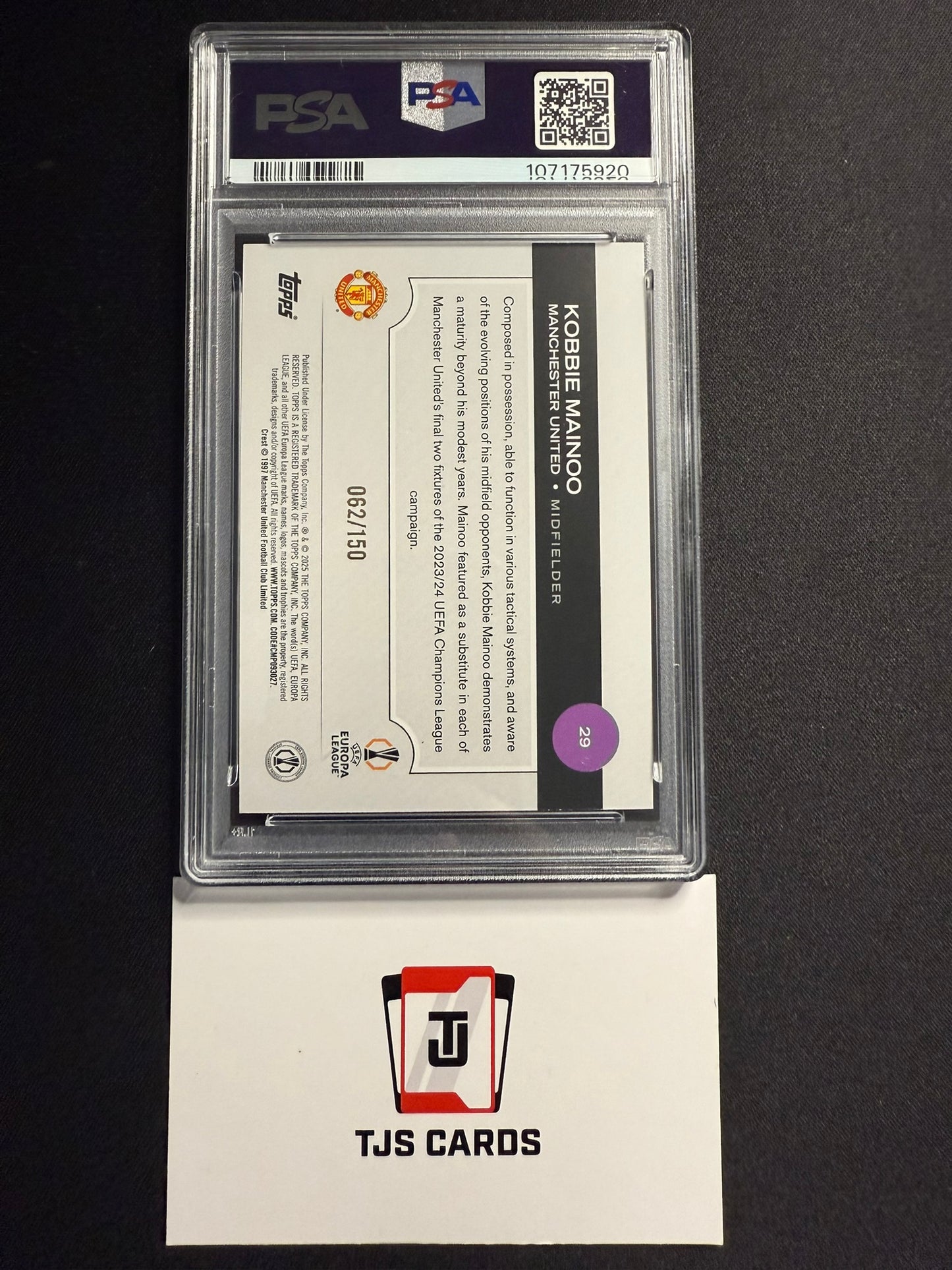 Kobbie Mainoo - PSA 9 - Black & White Icy /150 - TOPPS UCC 2024/25