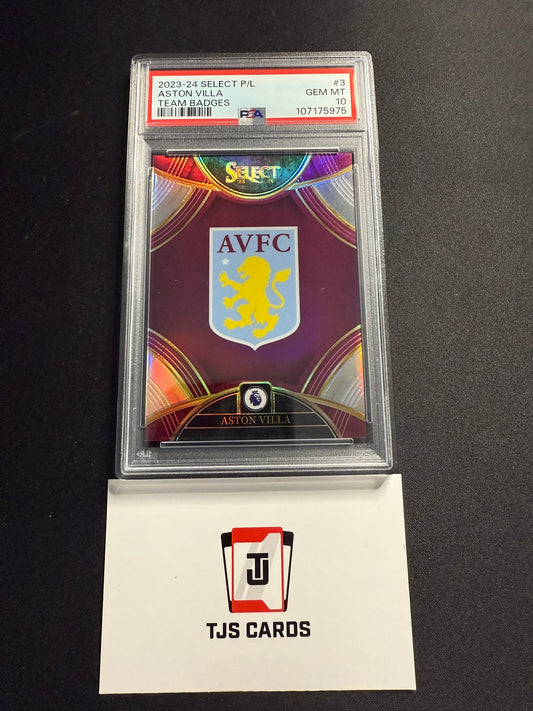 Aston Villa Team Badge - PSA 10 - Case Hit Logo - Panini Select Premier League 2023/24