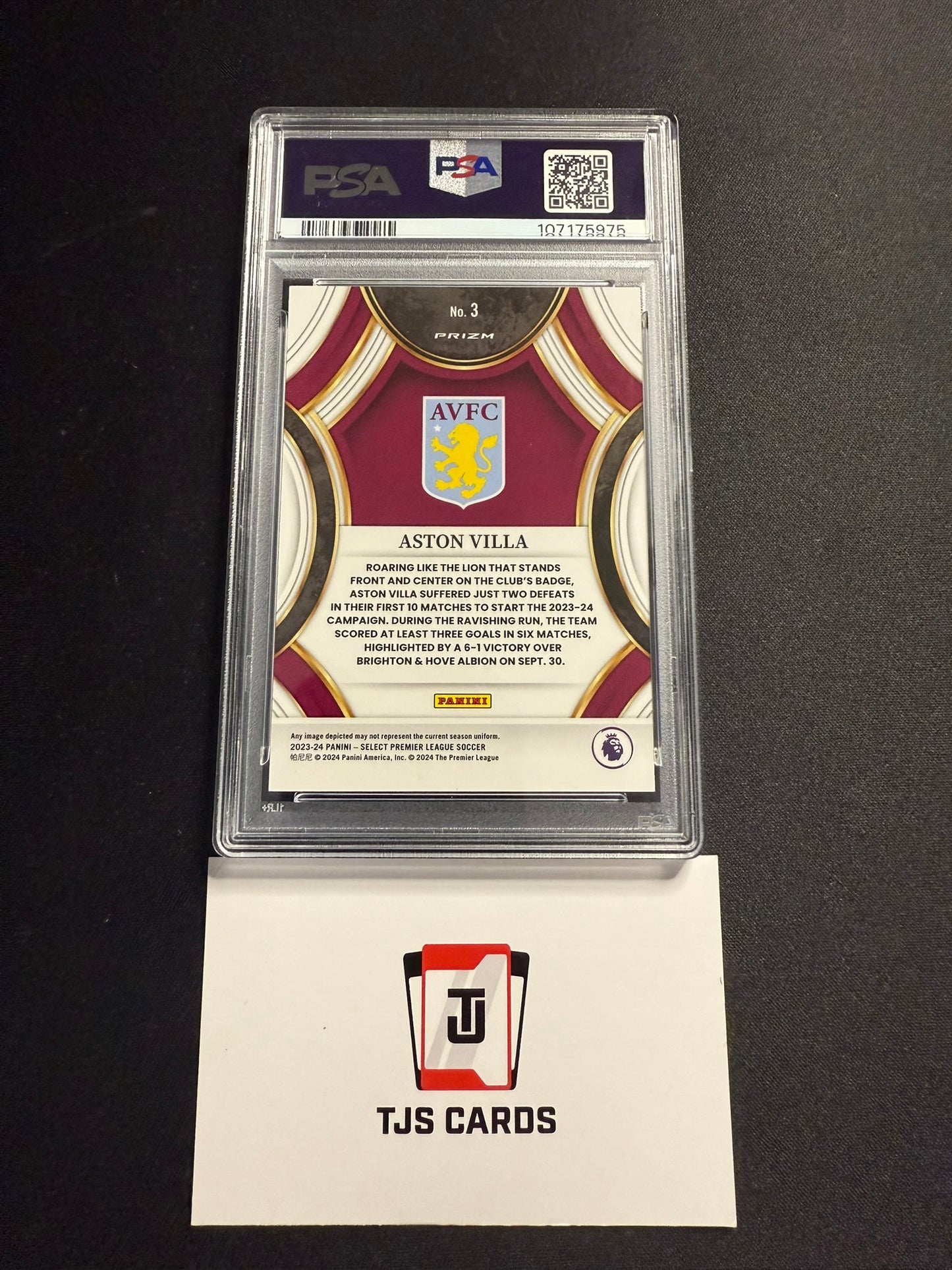 Aston Villa Team Badge - PSA 10 - Case Hit Logo - Panini Select Premier League 2023/24