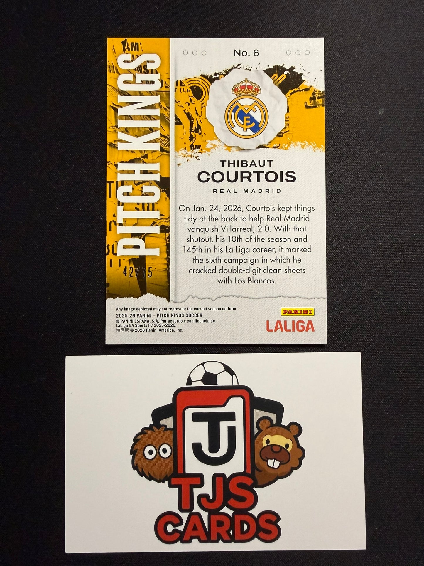 Thibaut Courtois - Orange /75 - Panini La Liga Pitch Kings 2025/26