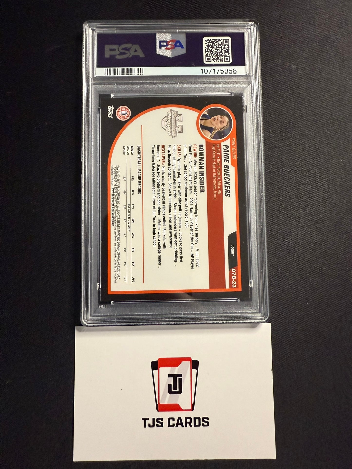 Paige Bueckers - PSA 10 - 2007-08 - TOPPS Bowman U Chrome 2023