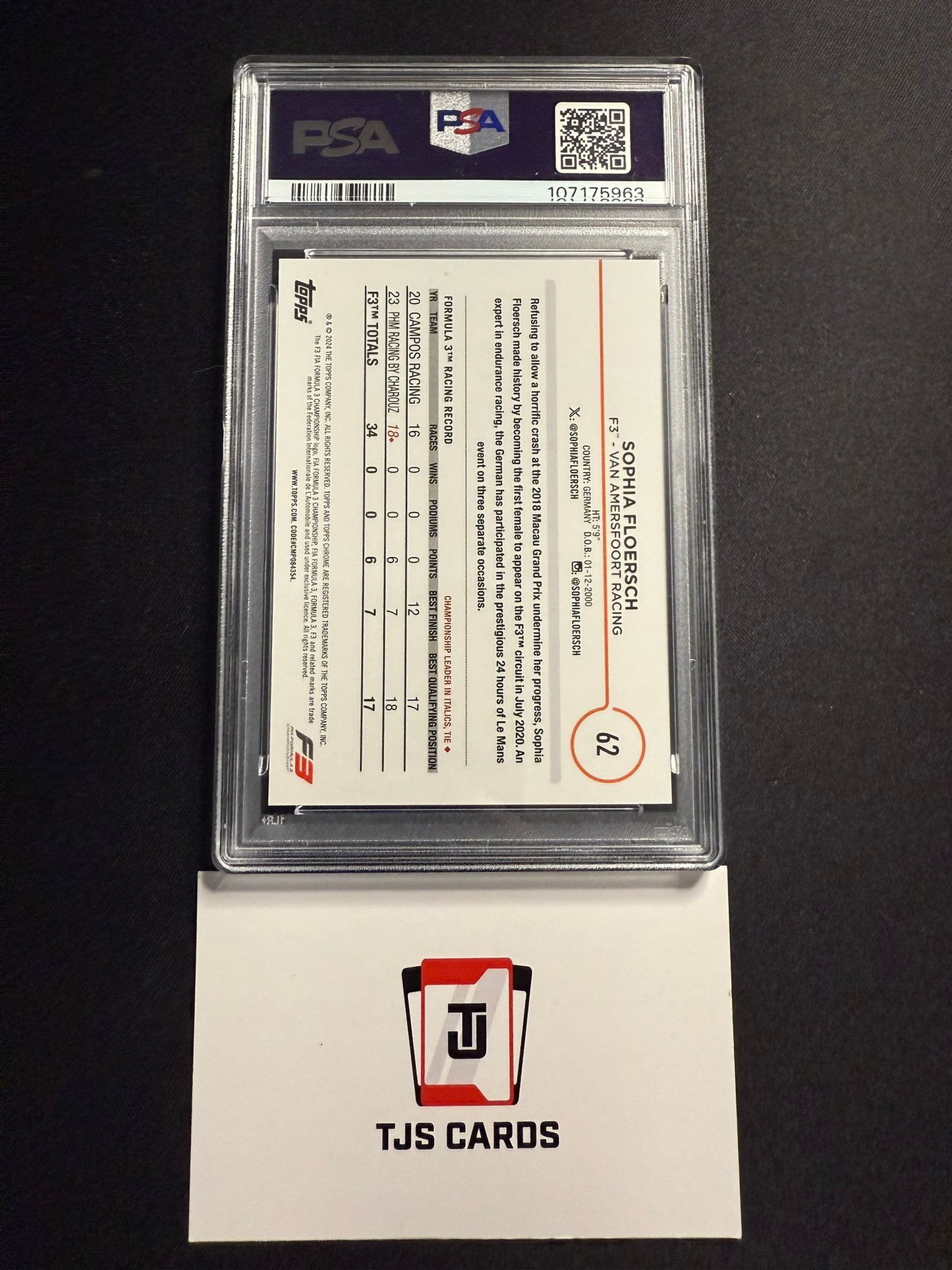 Sophia Floersch - PSA 10 - Orange Checker /25 - TOPPS Chrome F1 2024