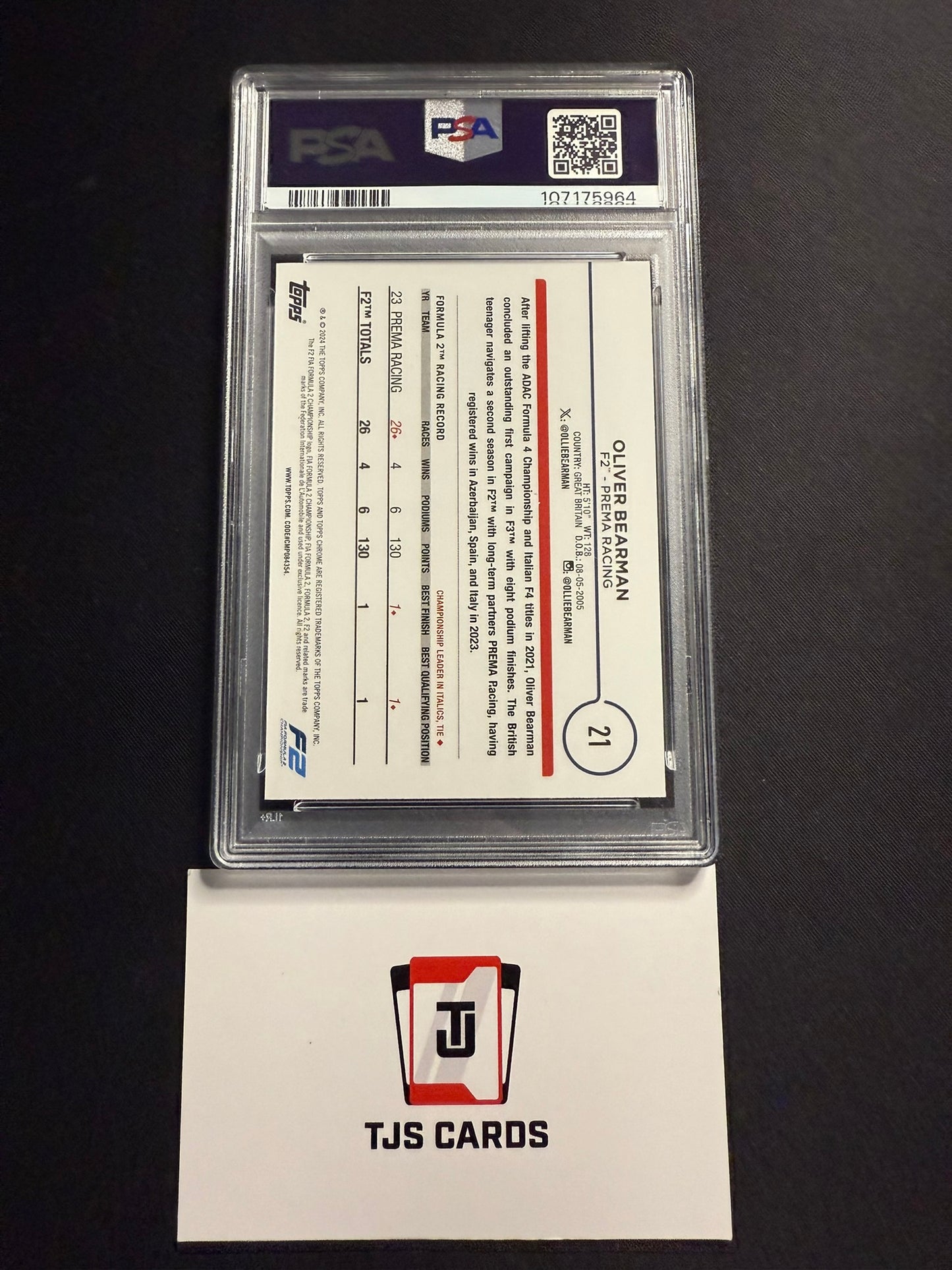 Oliver Bearman - PSA 9 - Mini Diamond /299 - TOPPS Chrome F1 2024
