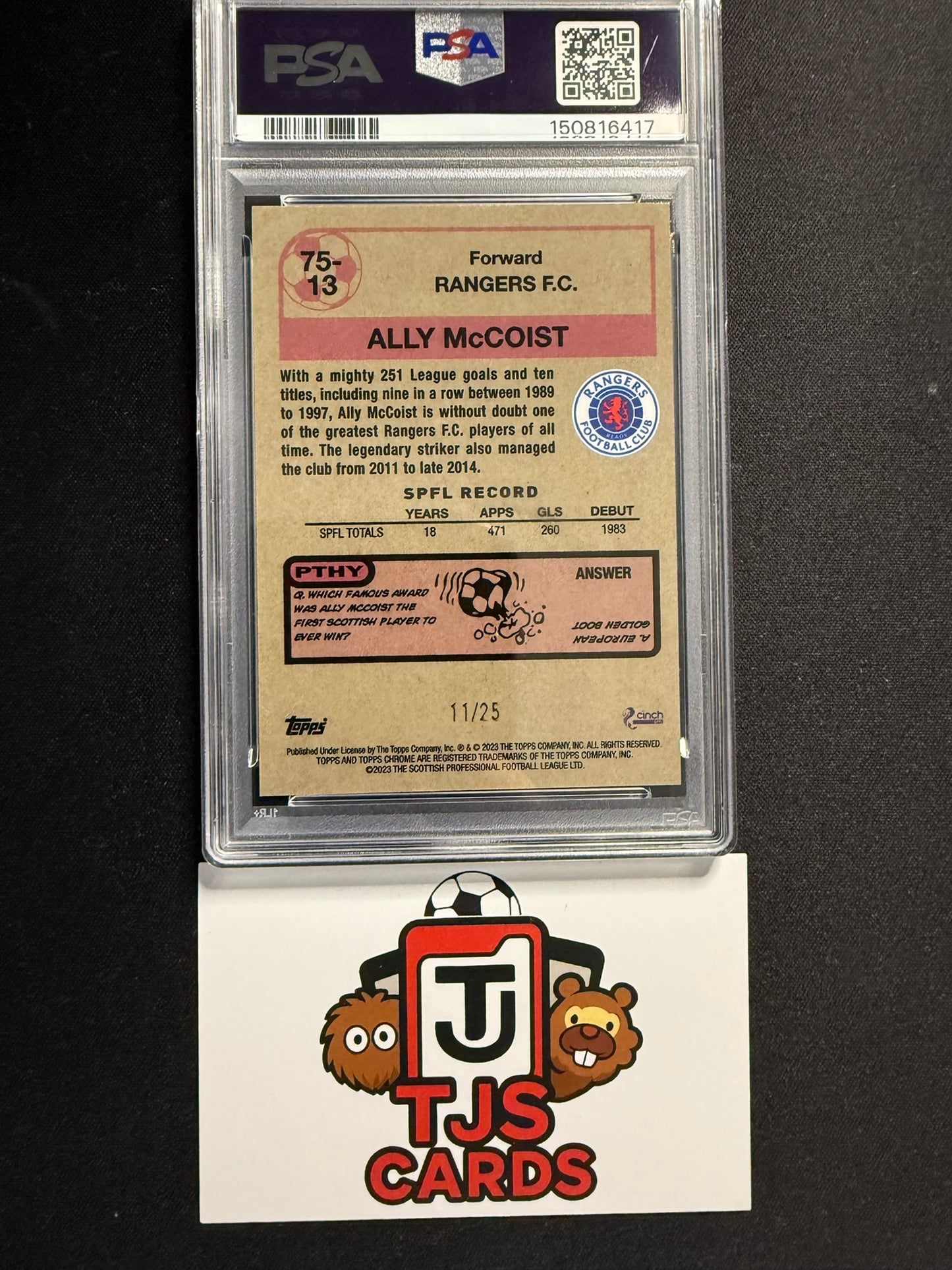 Ally McCoist - PSA 8 - Orange 1975 /25 - TOPPS Chrome SPFL 2022/23