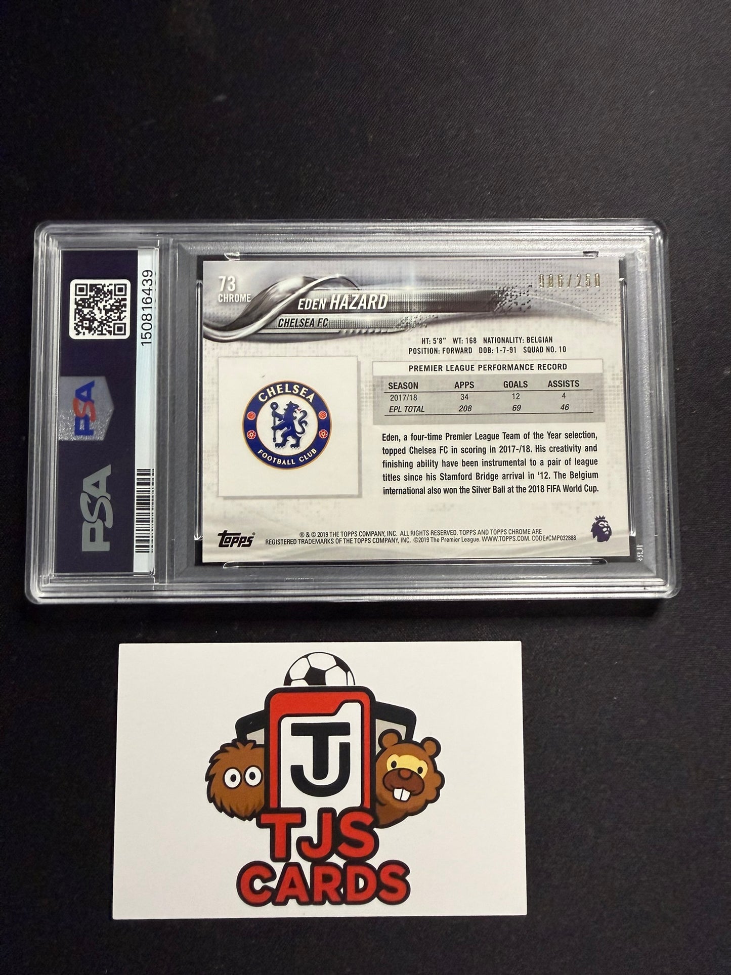 Eden Hazard - PSA 10 - Purple /250 - TOPPS Chrome Premier League 2018