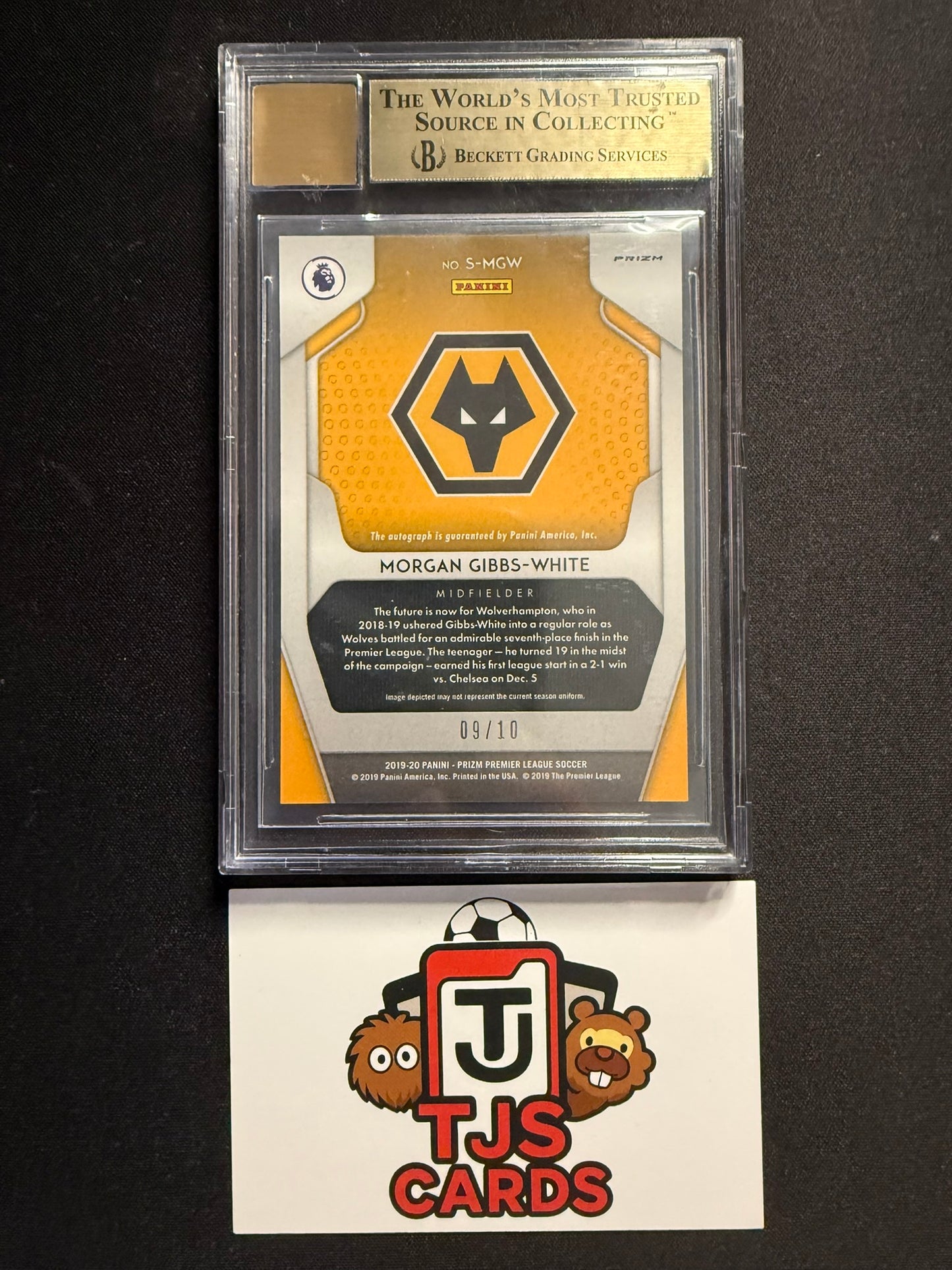 Morgan Gibbs-White - BGS 9.5 Auto 10 - Gold Rookie Auto /10 - Panini Prizm Premier League 2019/20