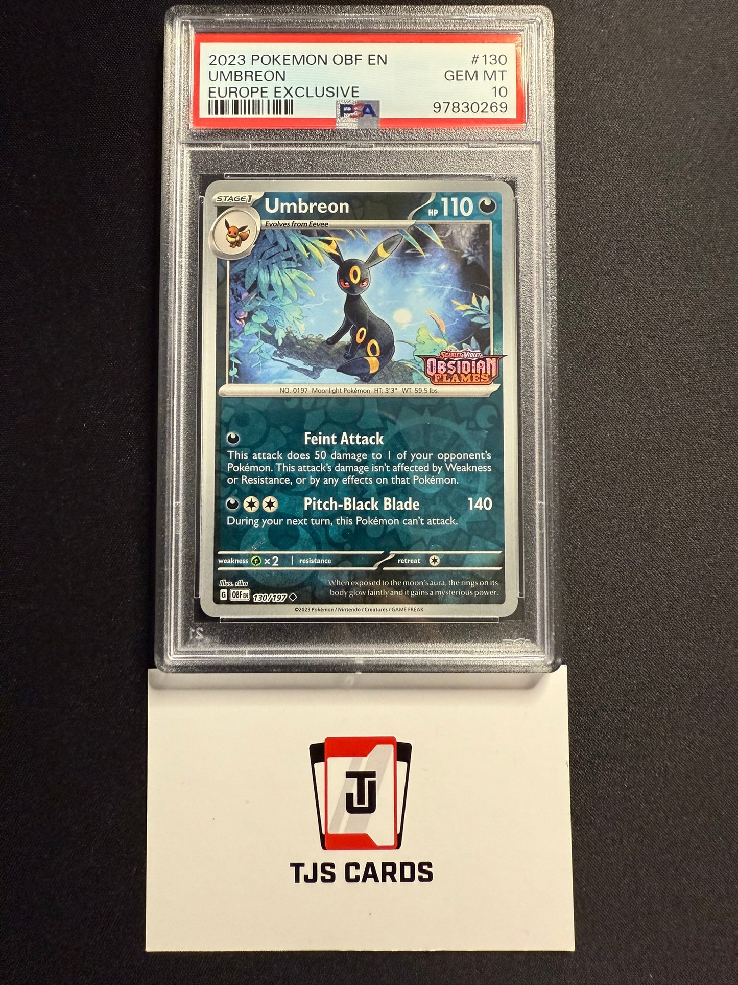 Umbreon - PSA 10 - Europe Obsidian Flames Stamped 130/197 - Pokemon