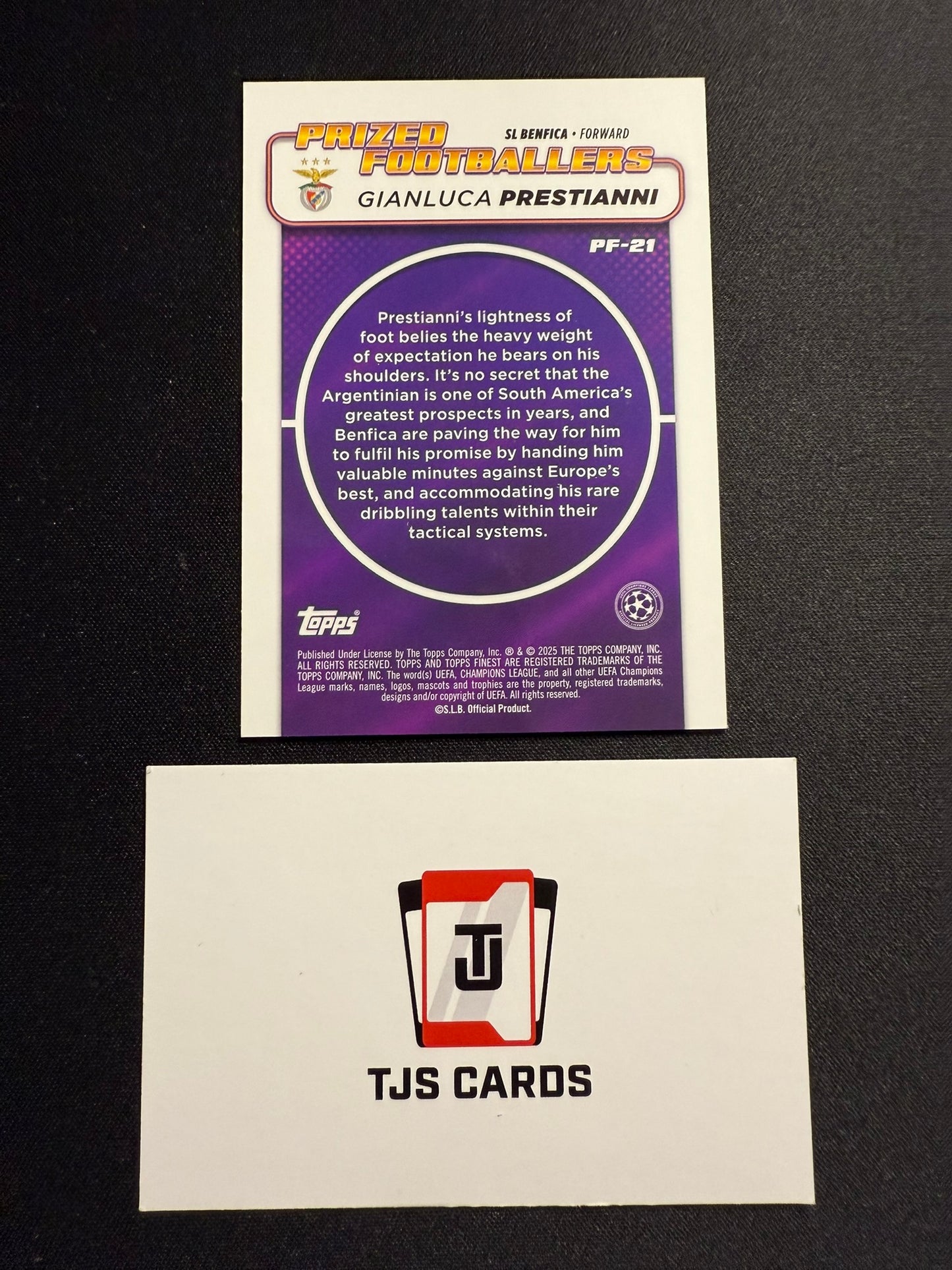 Gianluca Prestianni - Rookie Blue Prized Footballers /150 - TOPPS Finest UCC 2024/25