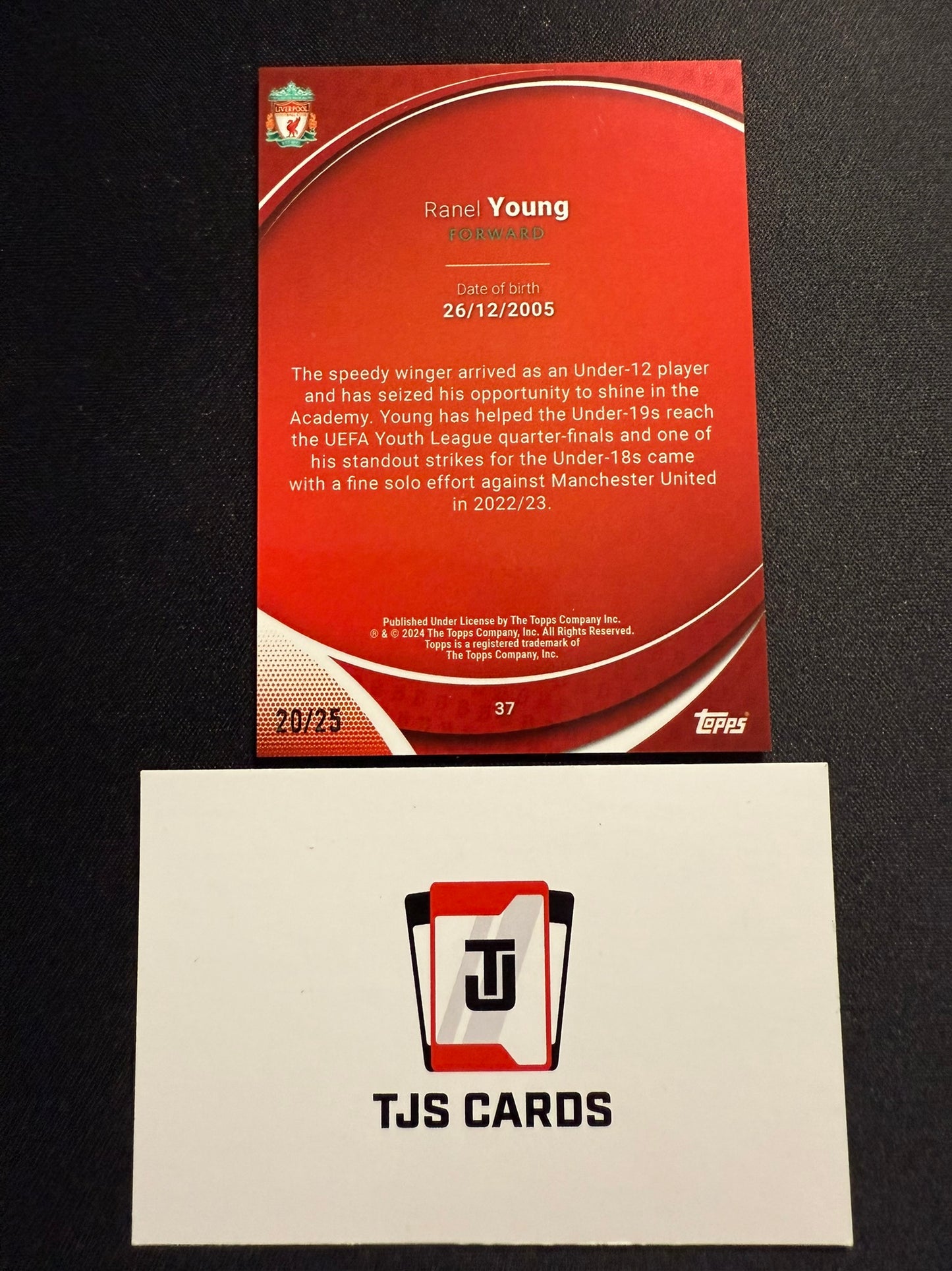Ranel Young - 1st Bowman Orange /25 - TOPPS Liverpool Chrome 2023/24