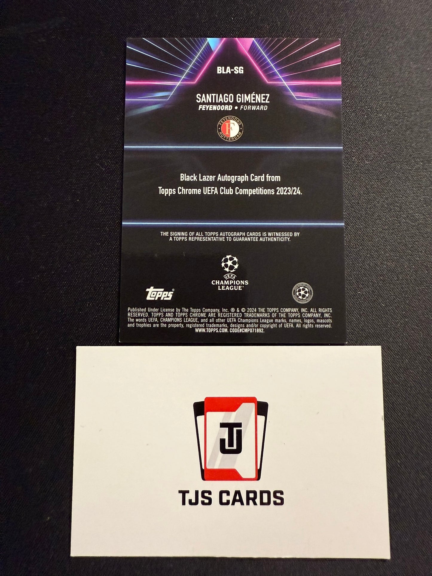 Santiago Gimenez - Pink Black Lazer Auto /199 - TOPPS Chrome UCC 2023/24