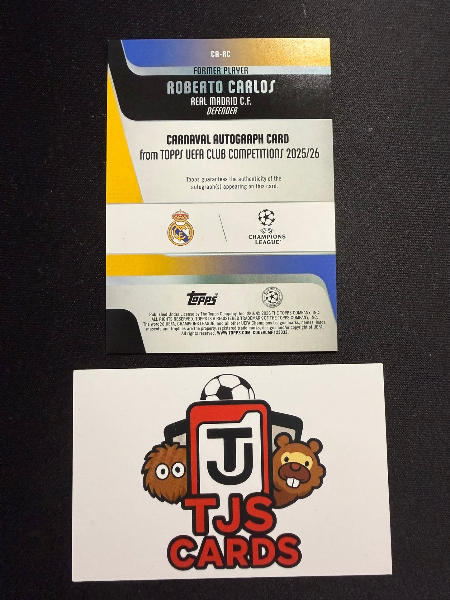 Roberto Carlos - Black Auto /10 - TOPPS UCC Carnaval 2025/26
