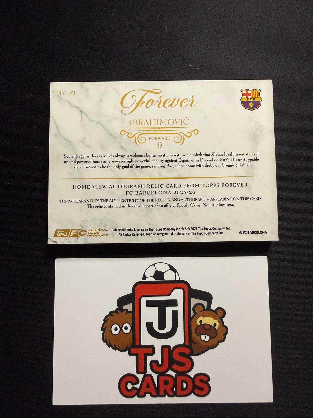 Zlatan Ibrahimovic - Seat Relic Auto - TOPPS Barcelona Forever 2025/26