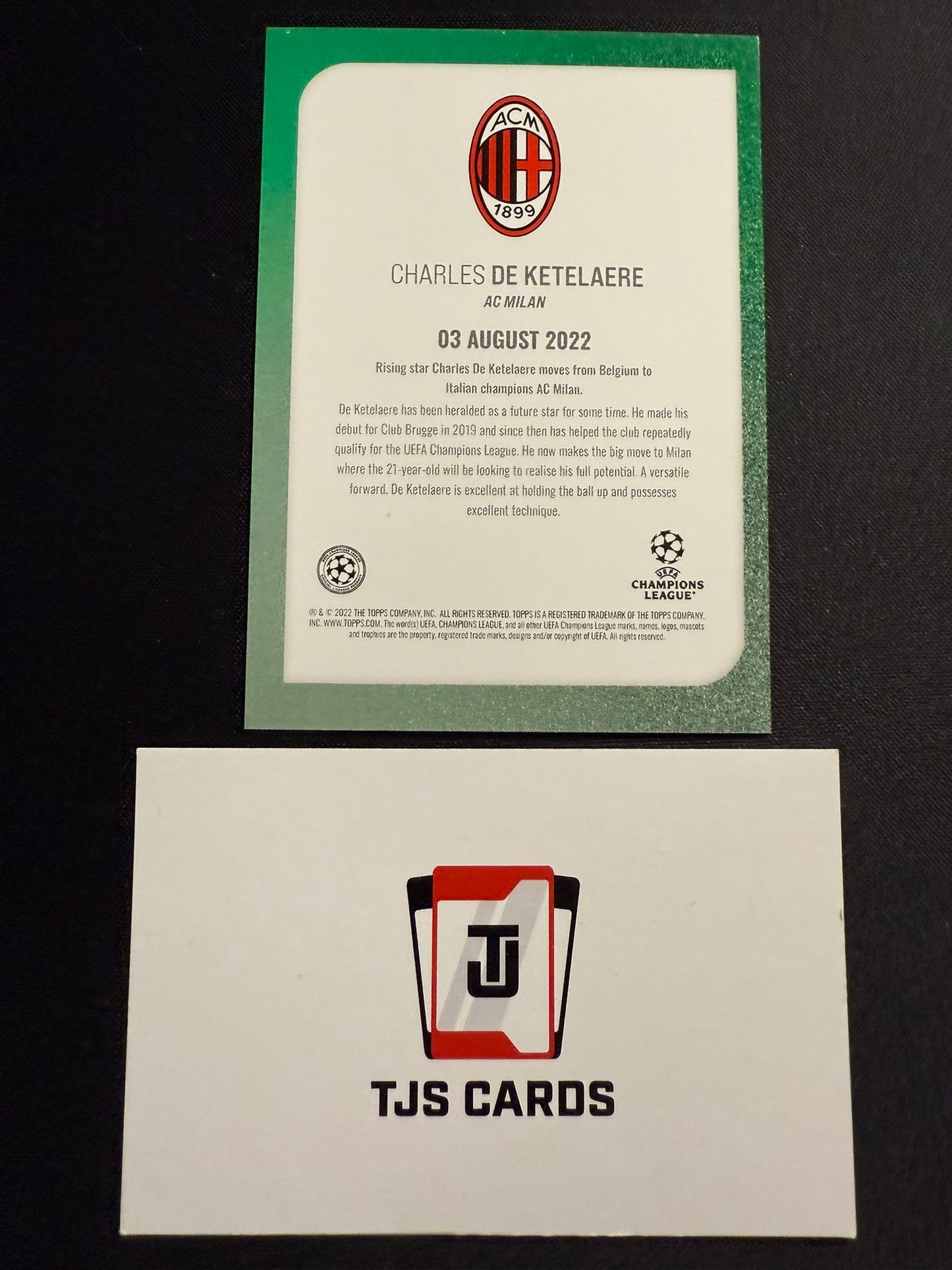 Charles De Ketelaere - Green Auto /99 - TOPPS UCC Summer Signings 2022/23