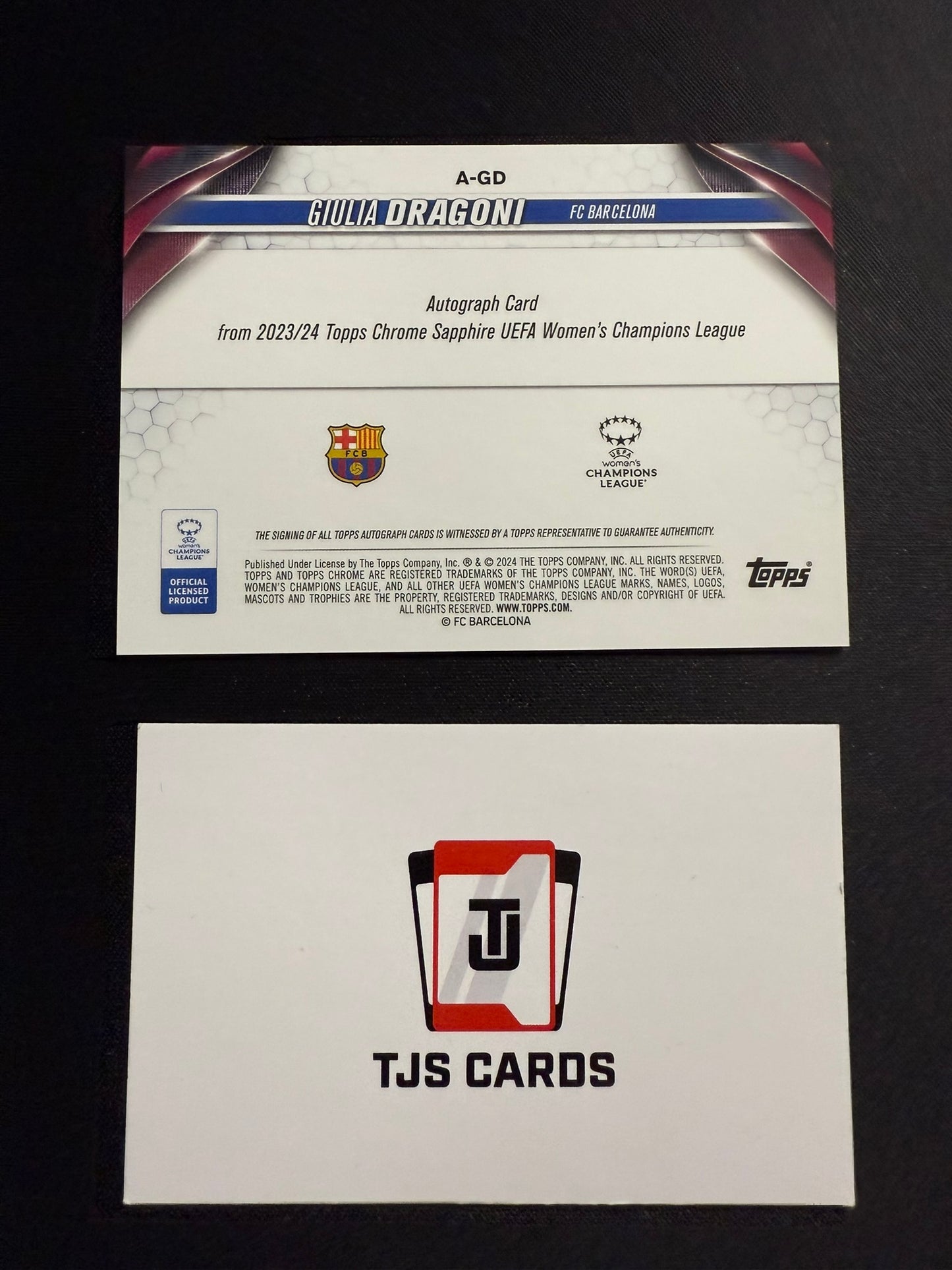 Giulia Dragoni - Rookie Auto - TOPPS Sapphire UWCL 2023/24