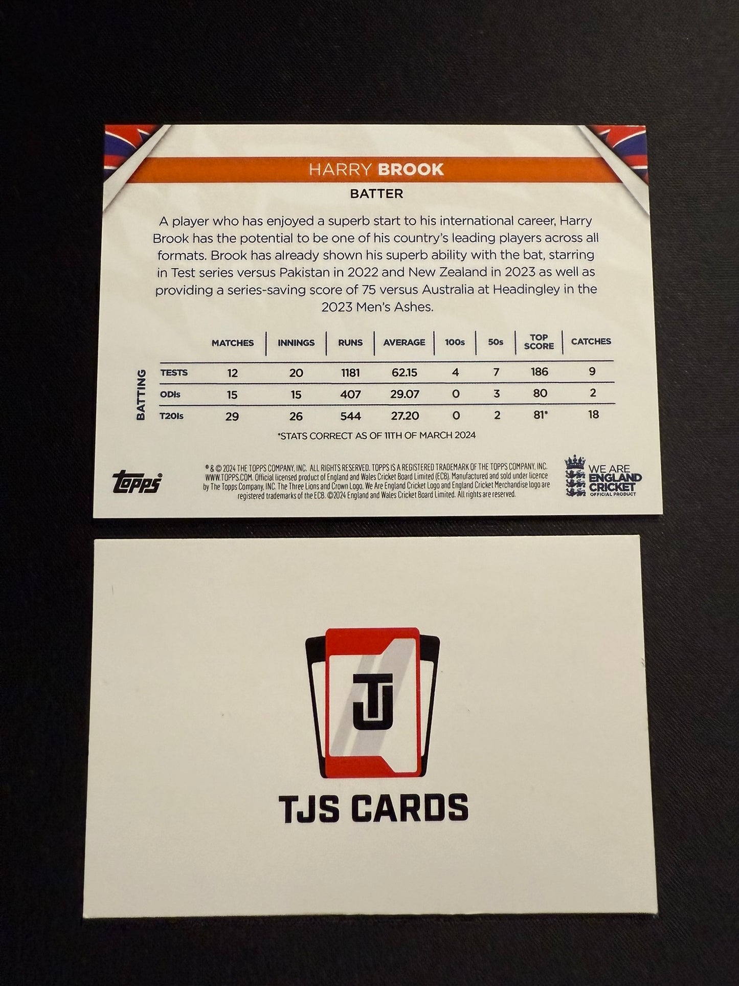 Harry Brook - Orange /25 - TOPPS England Cricket Team Set 2024