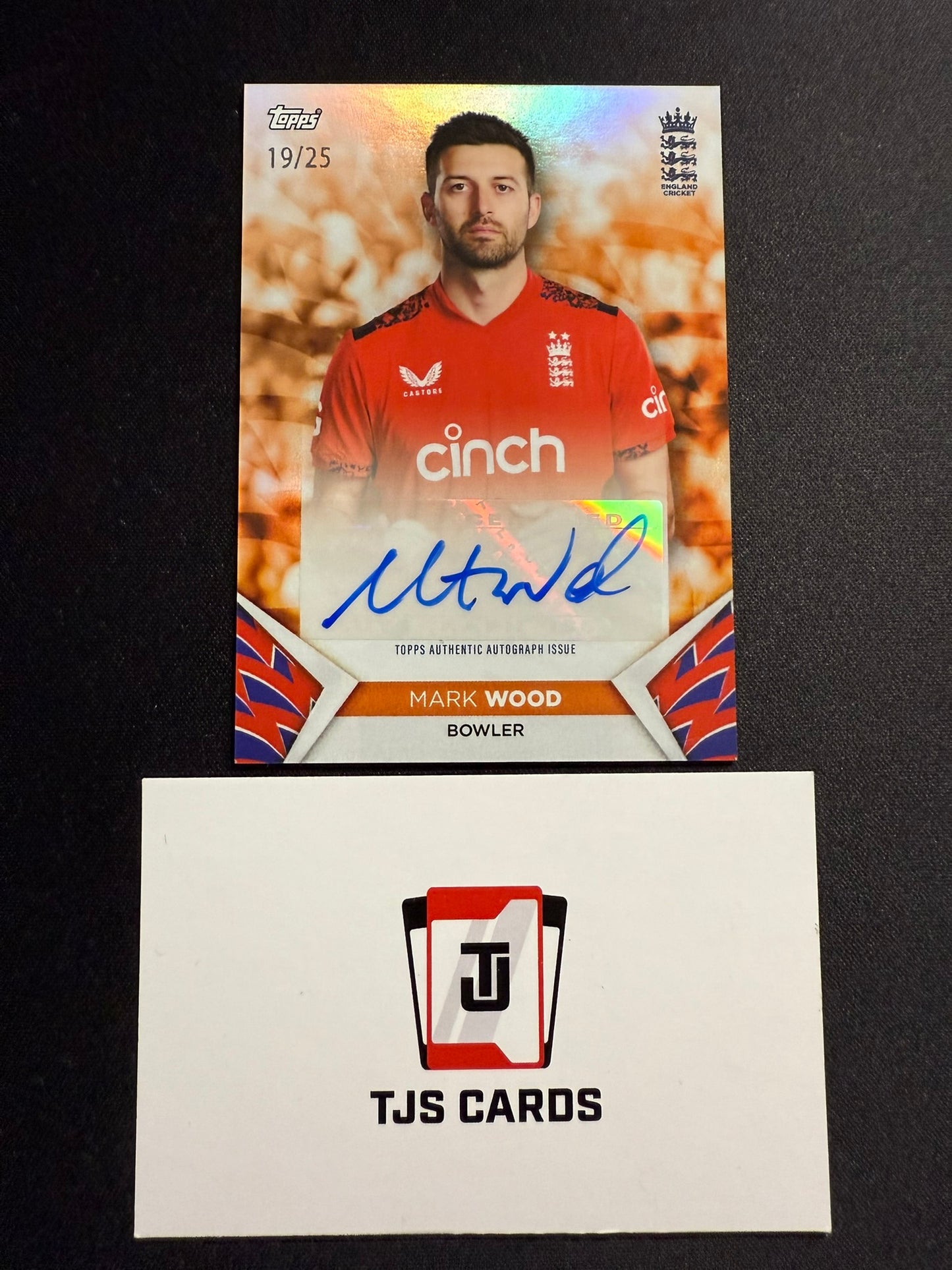 Mark Wood - Orange Auto /25 - TOPPS England Cricket Team Set 2024