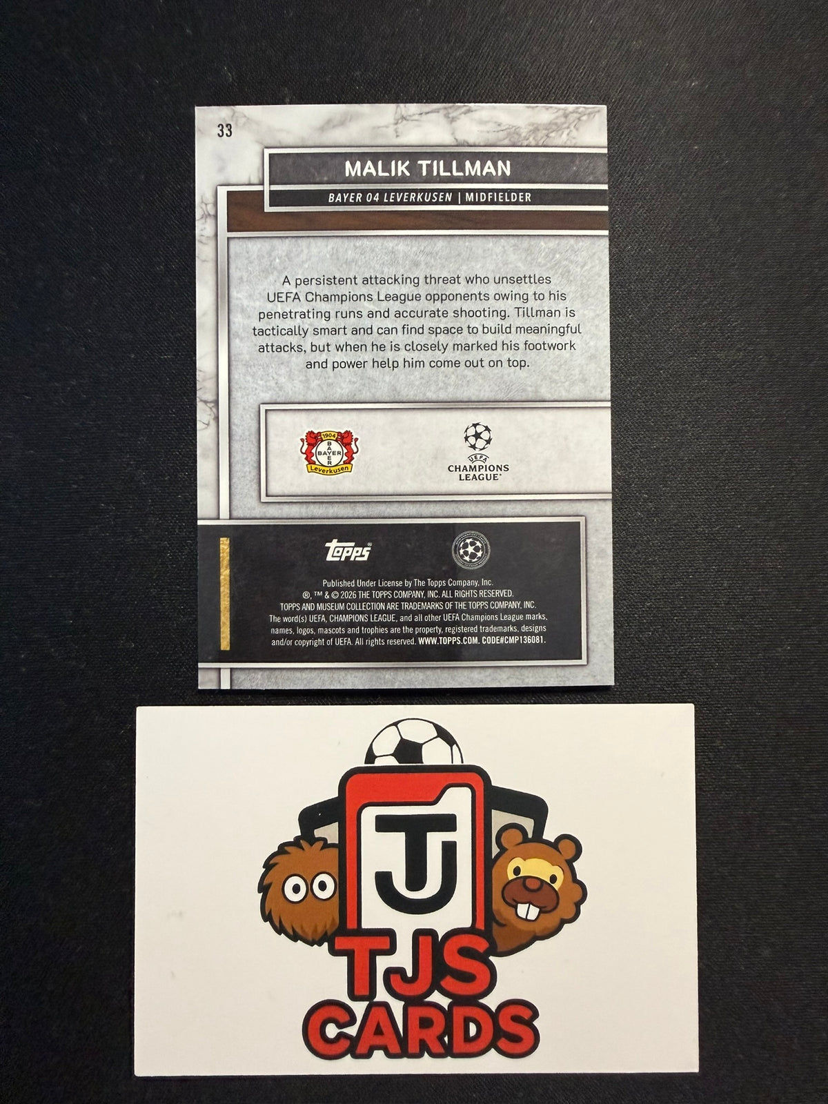 Malik Tillman - Amethyst /99 - TOPPS Museum UCC 2025/26