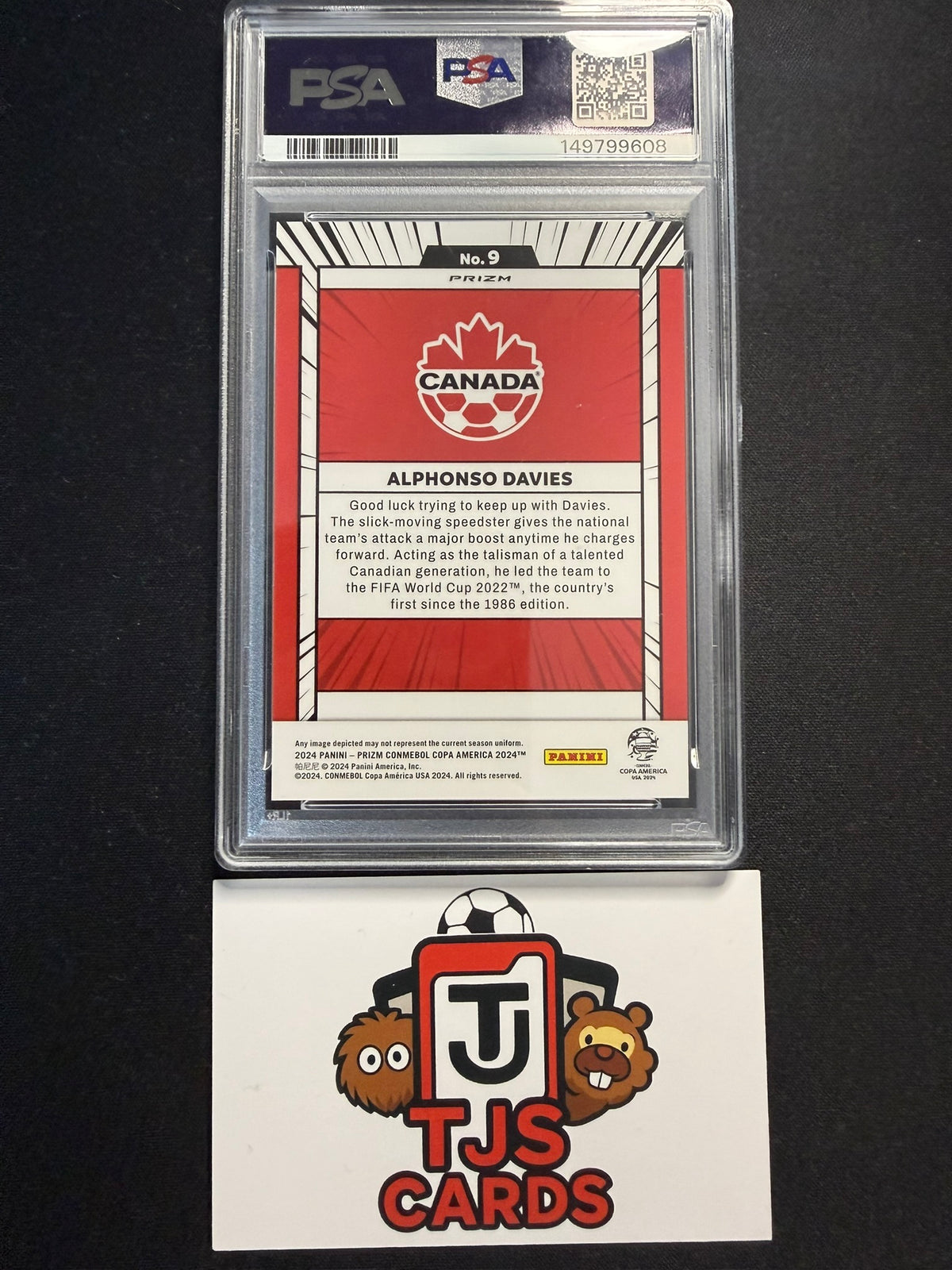 Alphonso Davies - PSA 10 - Manga - Panini Prizm Copa America 2024