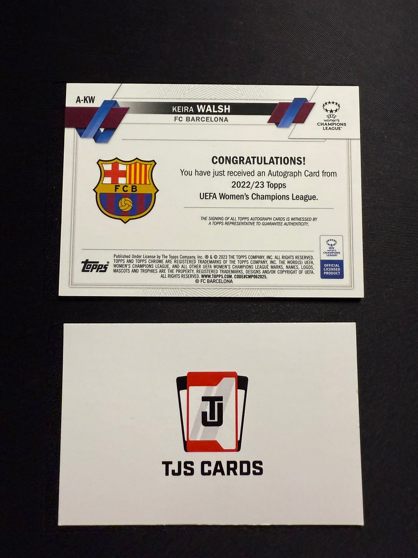 Keira Walsh - Rookie Auto - TOPPS Chrome UWCL 2022/23