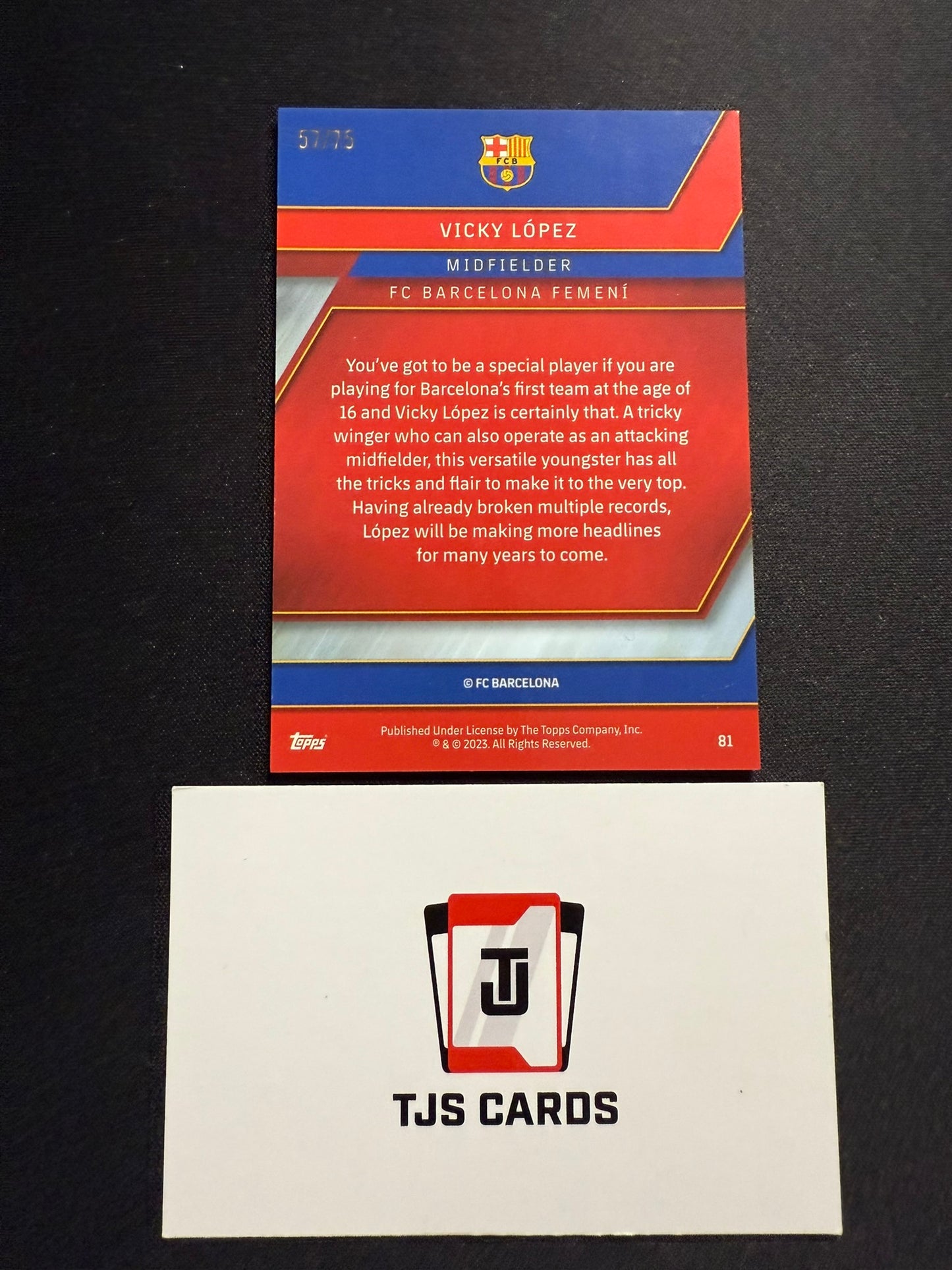 Vicky Lopez - Rookie Blue /75 - TOPPS Barcelona Chrome 2022/23