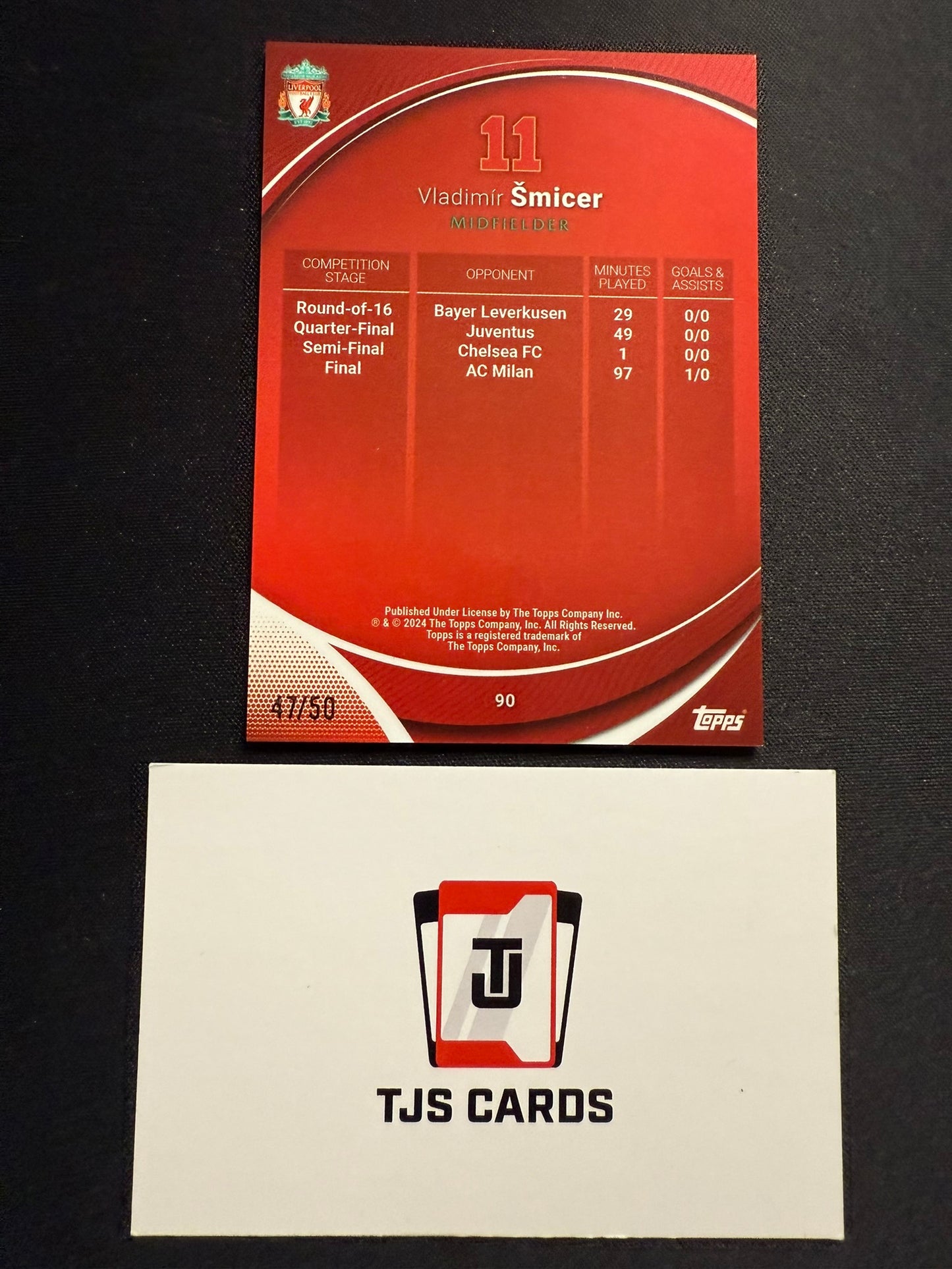 Vladimir Smicer - Gold /50 - TOPPS Liverpool Chrome 2023/24