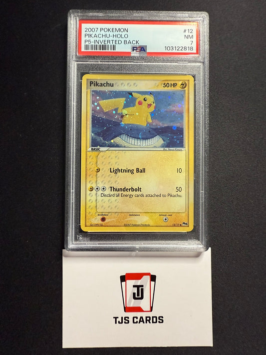 Pikachu (Inverted Back) - PSA 7 - Holo Pop Series 5 12/17 - Pokemon