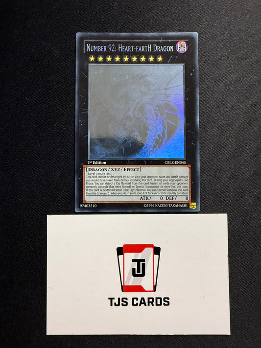 Number 92: Heart-eartH Dragon - Ghost Rare 1st Edition CBLZ-EN045 - LP - YuGiOh
