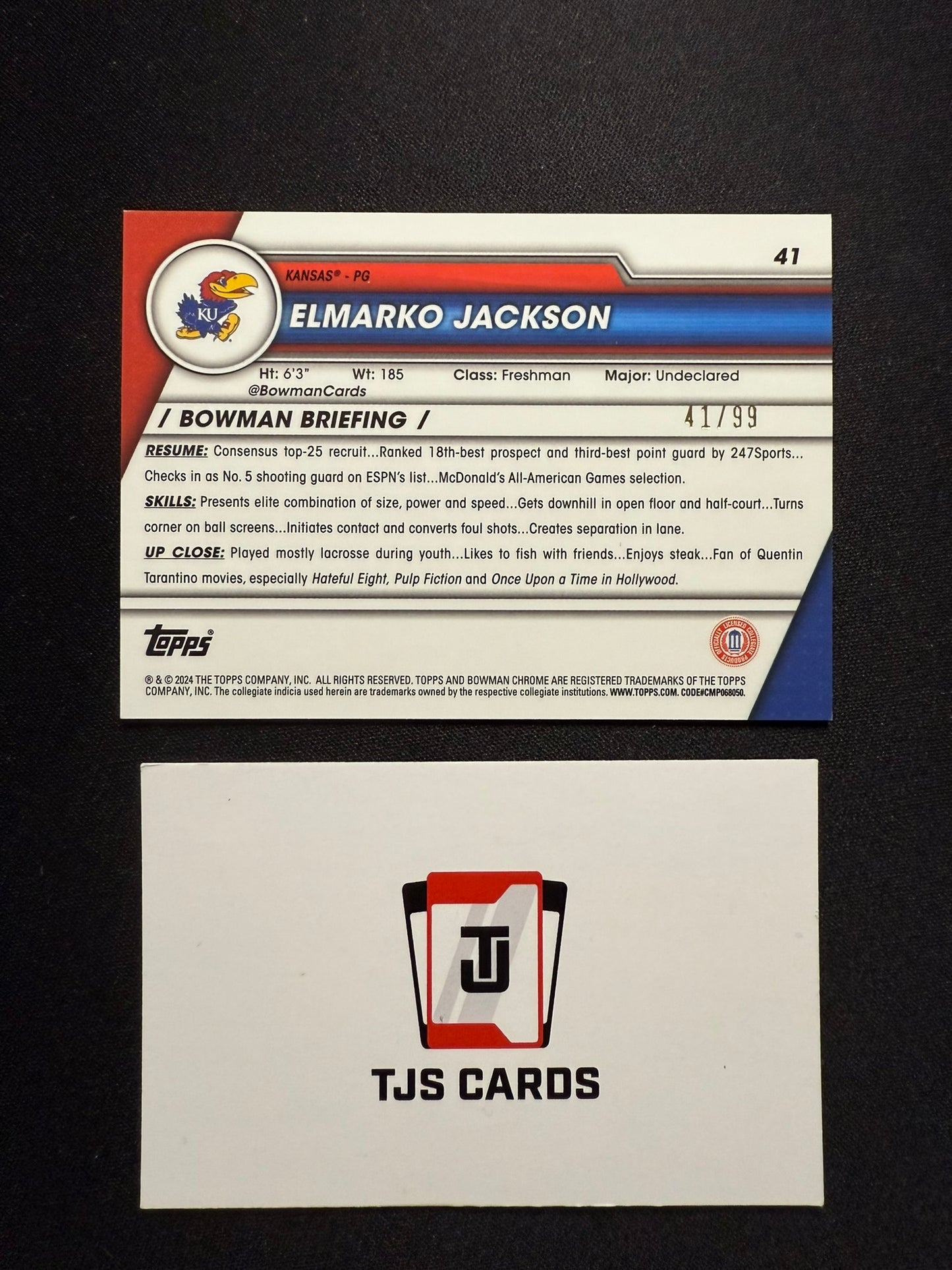 Elmarko Jackson - 1st Green /99 - TOPPS Bowman U Basketball 2023/24