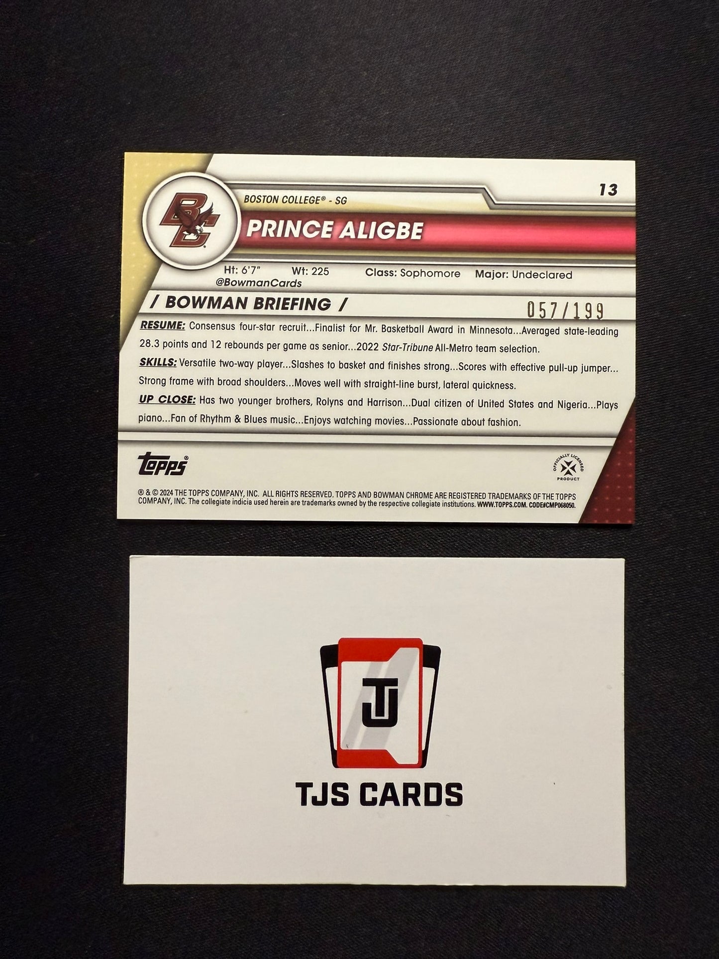 Prince Aligbe - 1st Blue /199 - TOPPS Bowman U Basketball 2023/24