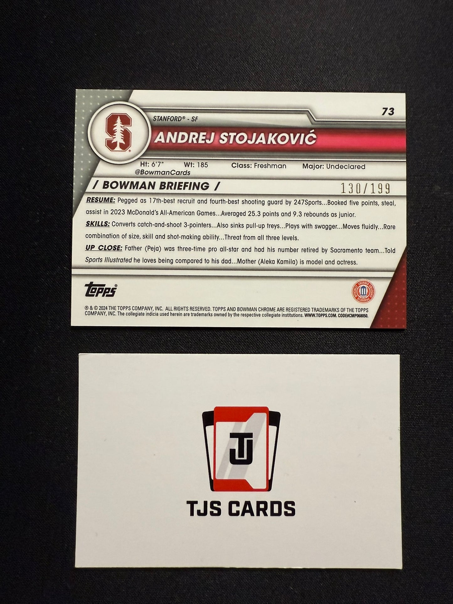 Andrej Stojakovic - 1st Blue Raywave /199 - TOPPS Bowman U Basketball 2023/24