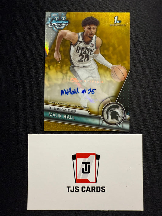 Malik Hall - 1st Gold Wave Auto /50 - TOPPS Bowman U Basketball 2023/24
