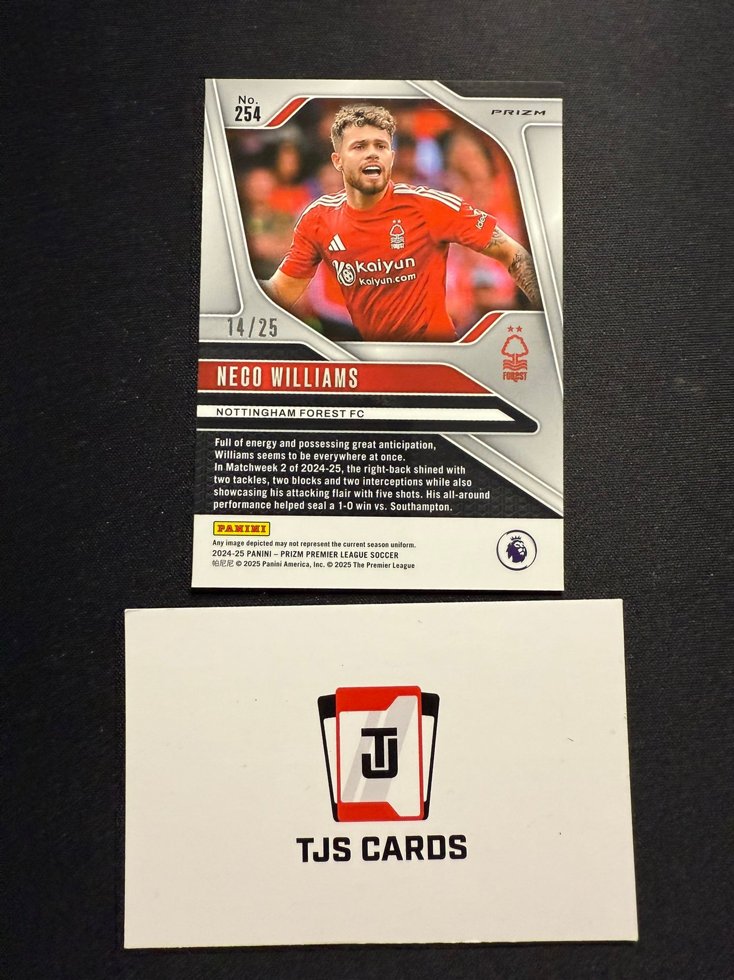 Neco Williams - Purple Breakaway /25 - Panini Prizm Premier League 2024/25