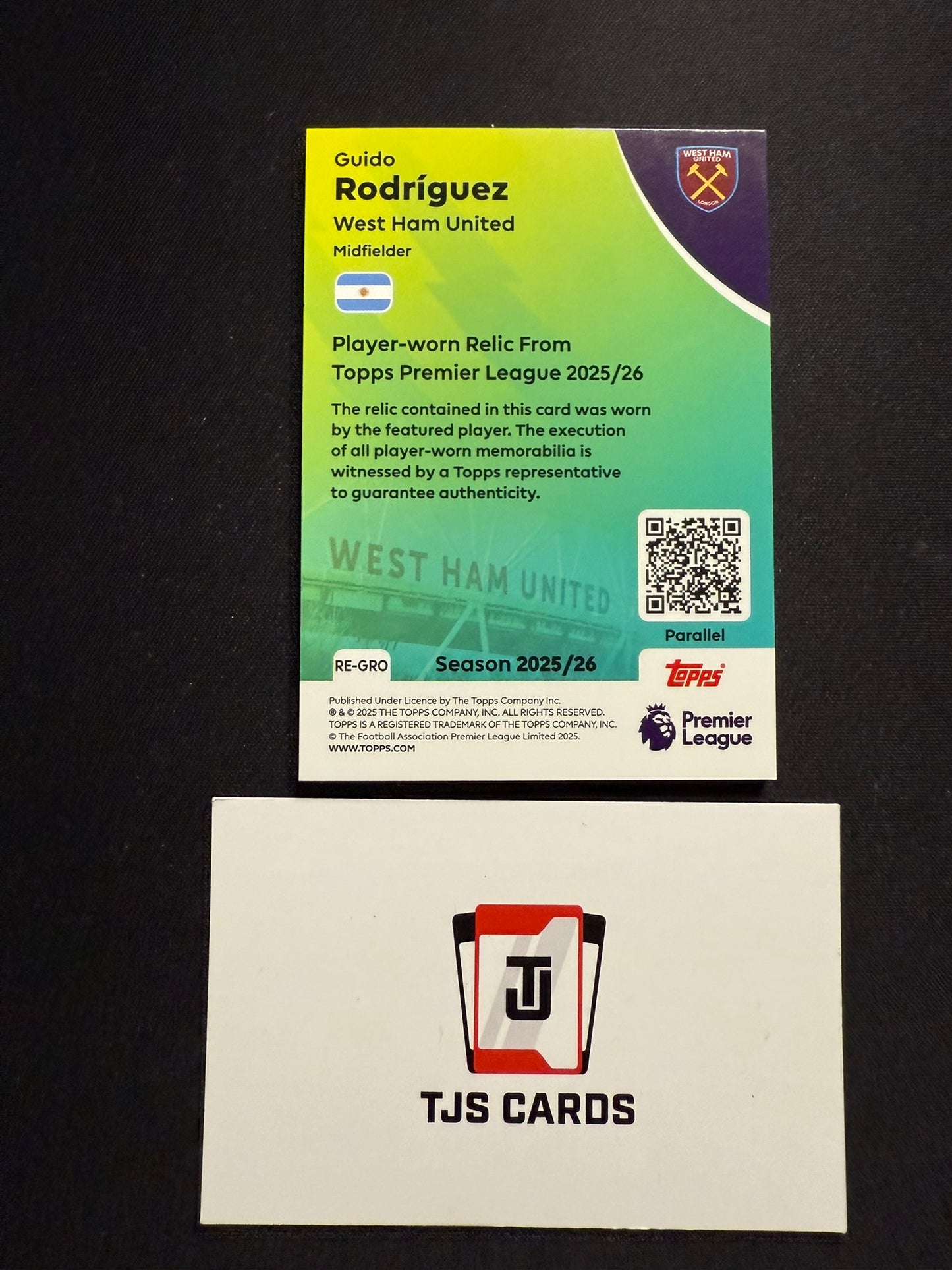 Guido Rodriguez - Purple Player-Worn Patch /199 - TOPPS Premier League 2025/26