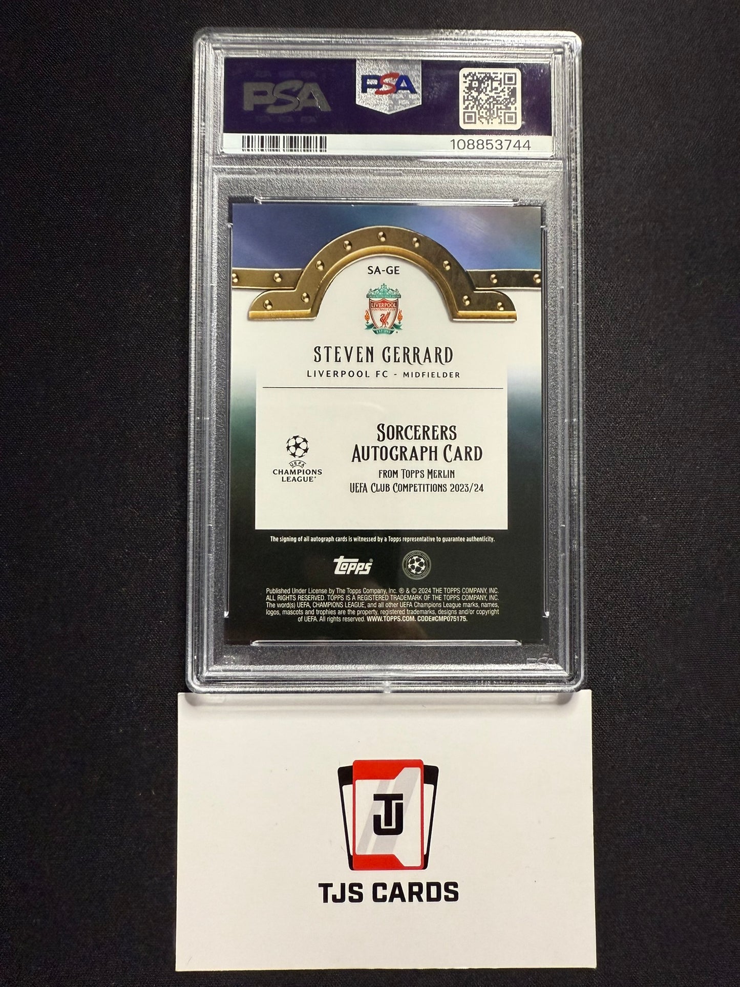 Steven Gerrard - PSA 8 - Sorcerers Auto - TOPPS Merlin UCC 2023/24