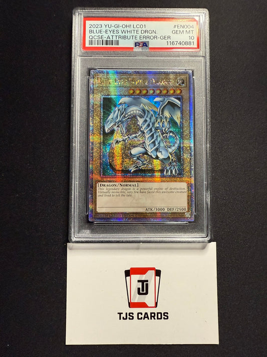 Blue-Eyes White Dragon - PSA 10 - Error Quarter Century Secret LC01-EN004 - YuGiOh