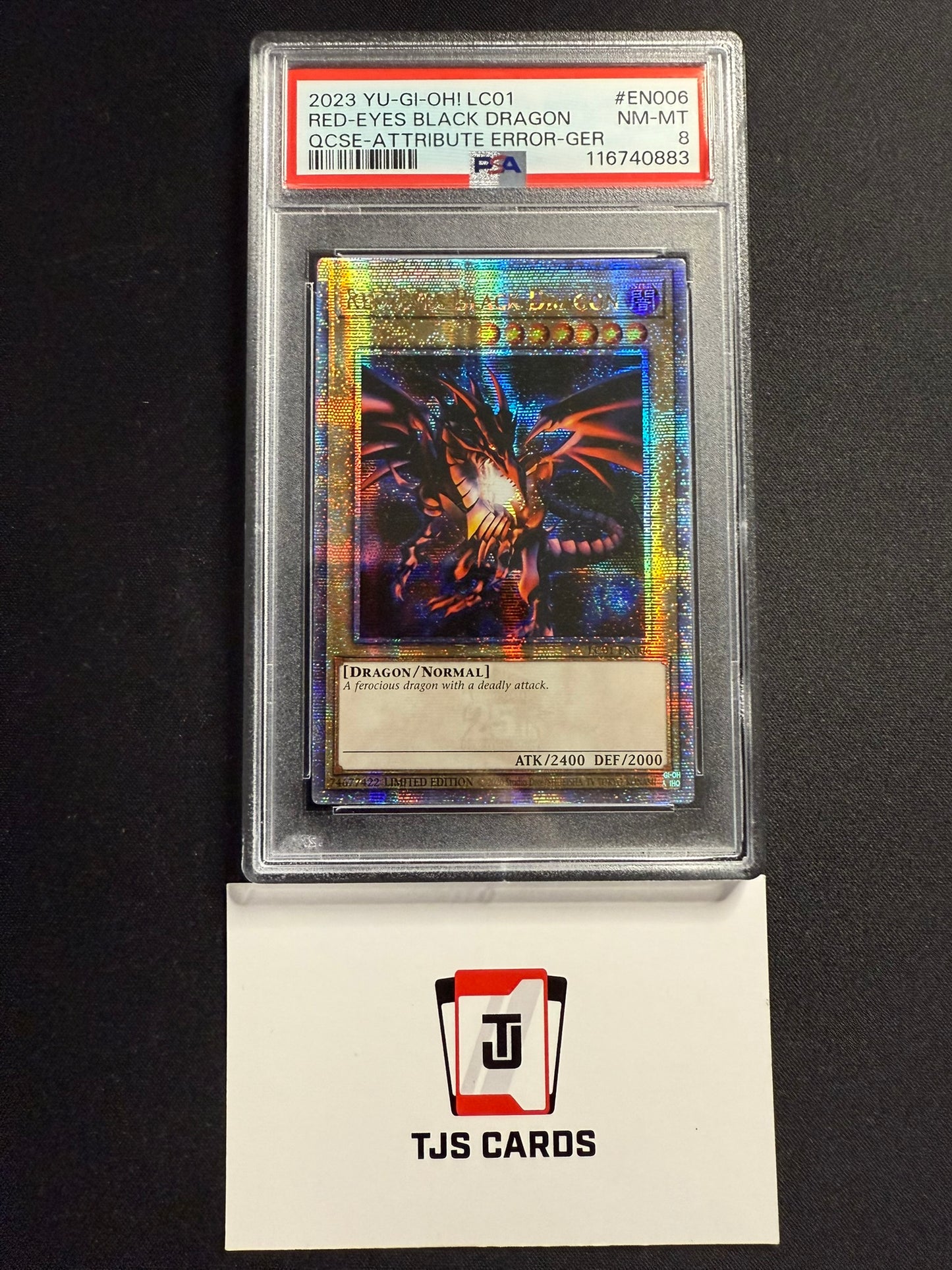Red-Eyes Black Dragon - PSA 8 - Error Quarter Century Secret LC01-EN006 - YuGiOh