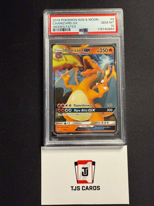 Charizard GX - PSA 10 - Hidden Fates 9/68 - Pokemon