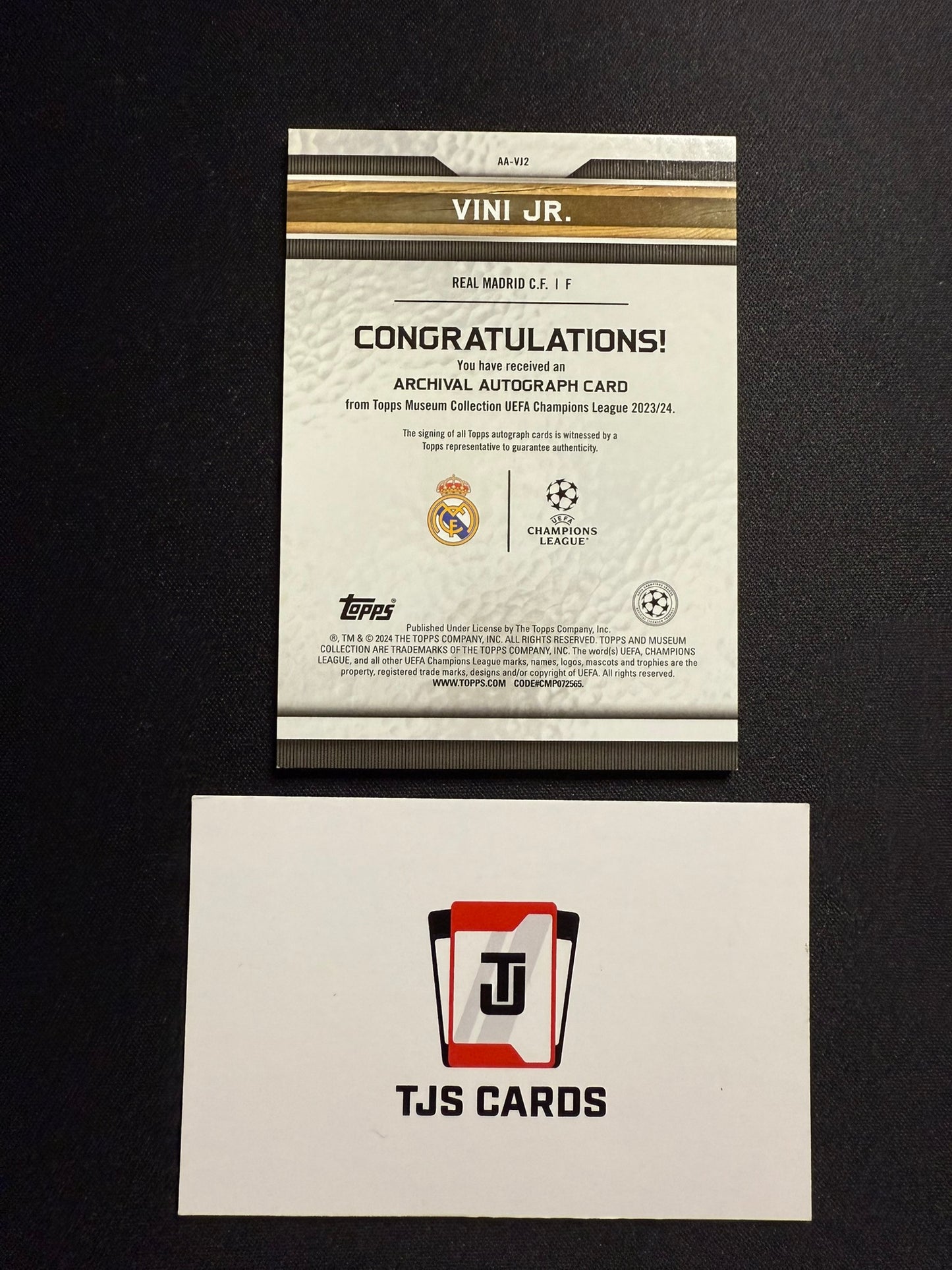 Vini Jr. - Black Variation Auto 07/10 - TOPPS Museum UCL 2023/24
