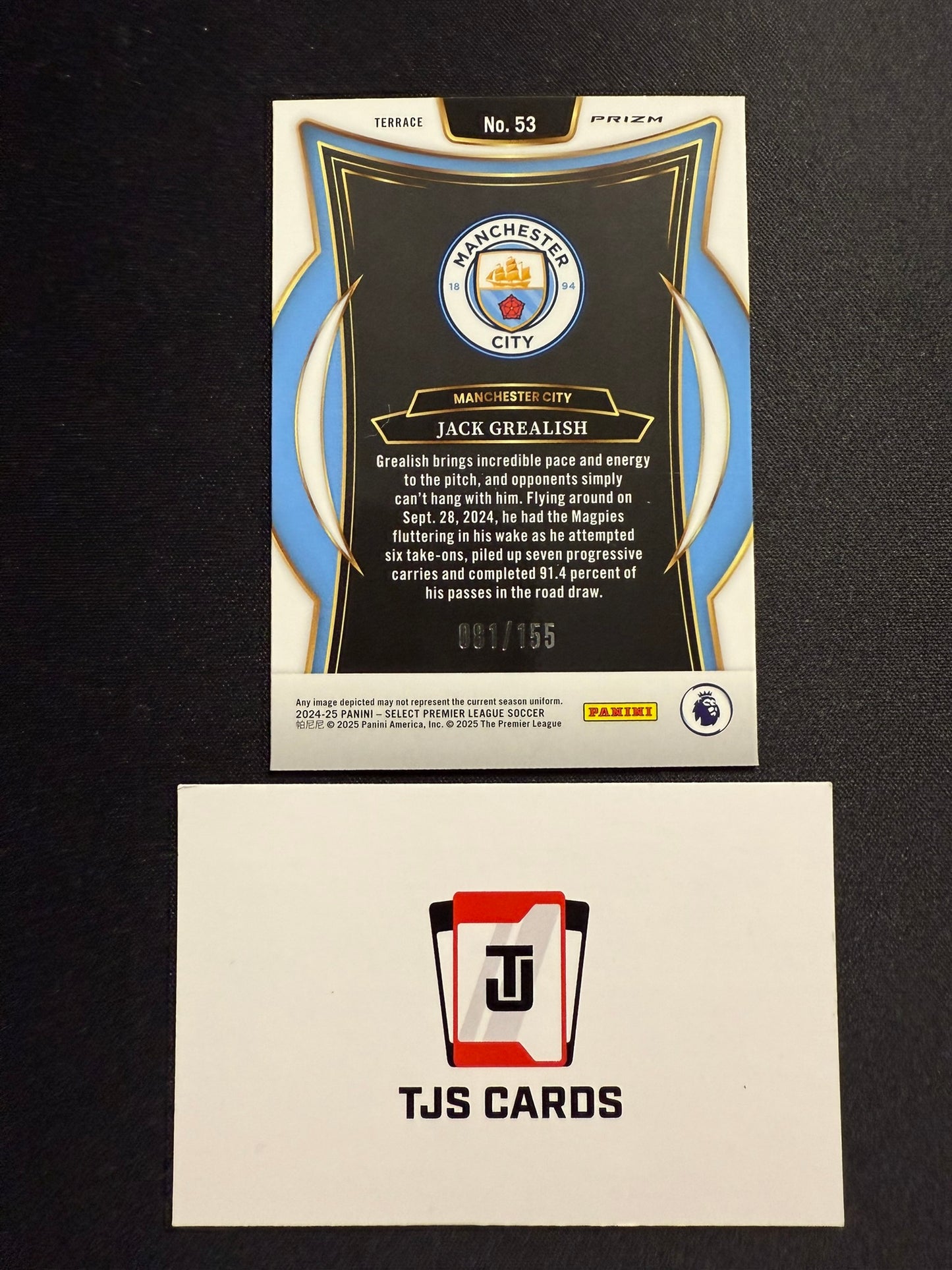 Jack Grealish - Orange Cracked Ice /155 - Panini Select Premier League 2024/25
