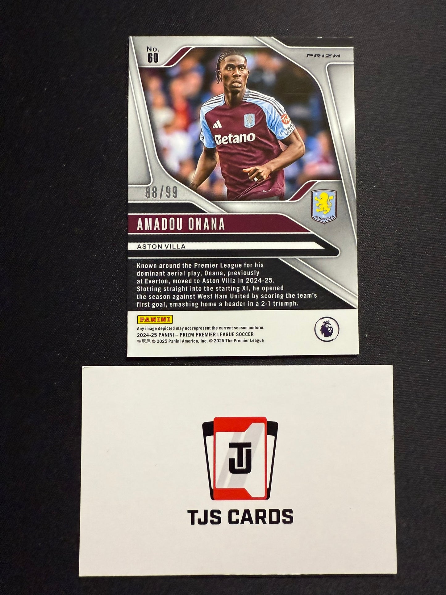 Amadou Onana - Blue Disco Breakaway /99 - Panini Prizm Premier League 2024/25