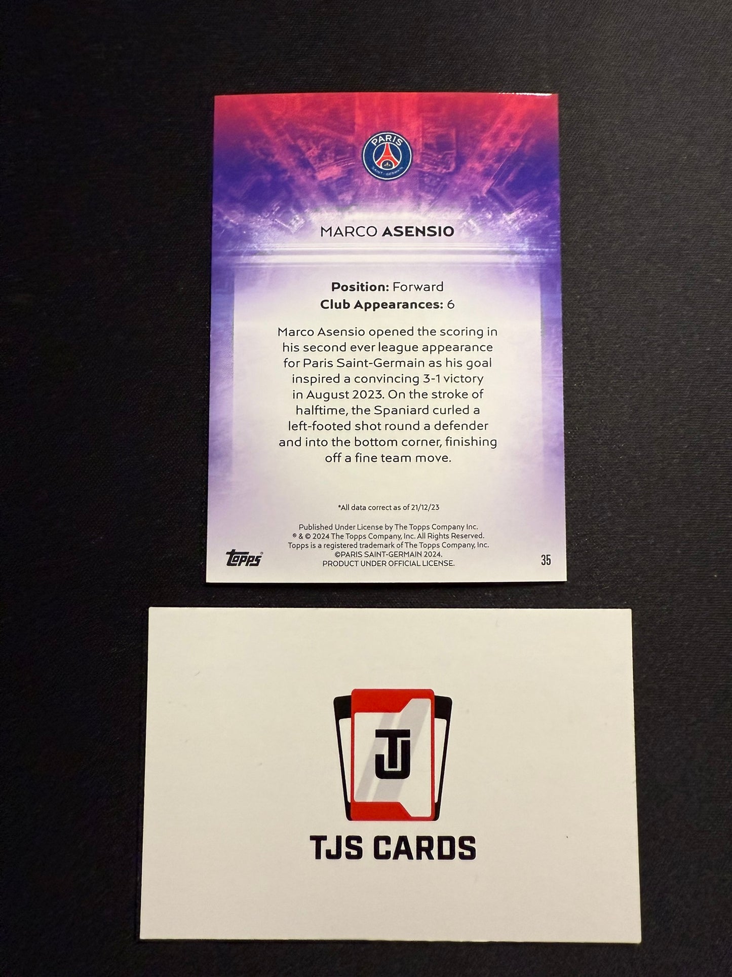 Marco Asensio - Blue /250 - TOPPS PSG Team Set 2023/24