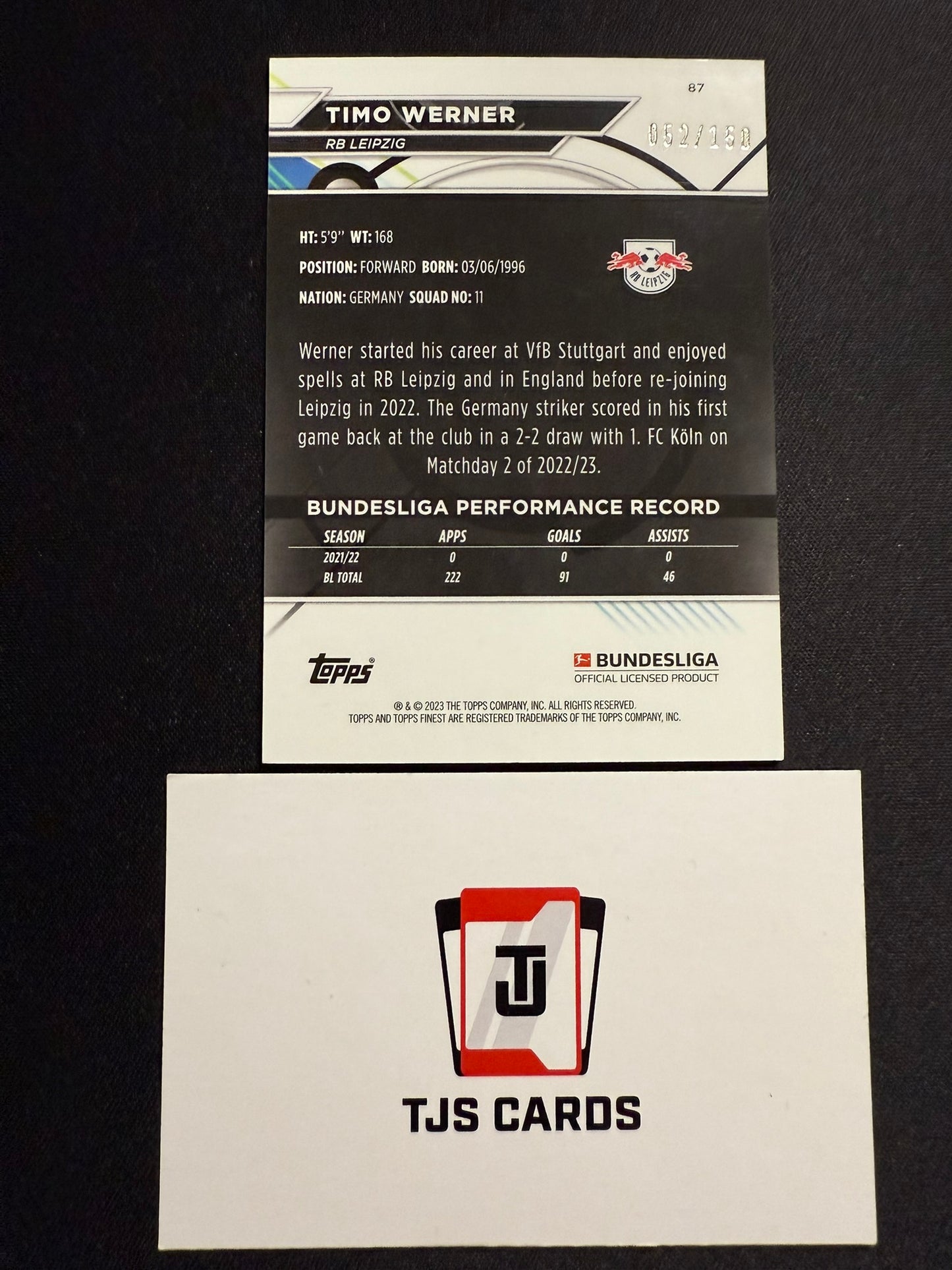 Timo Werner - Blue Wave /150 - TOPPS Bundesliga Finest 2022/23