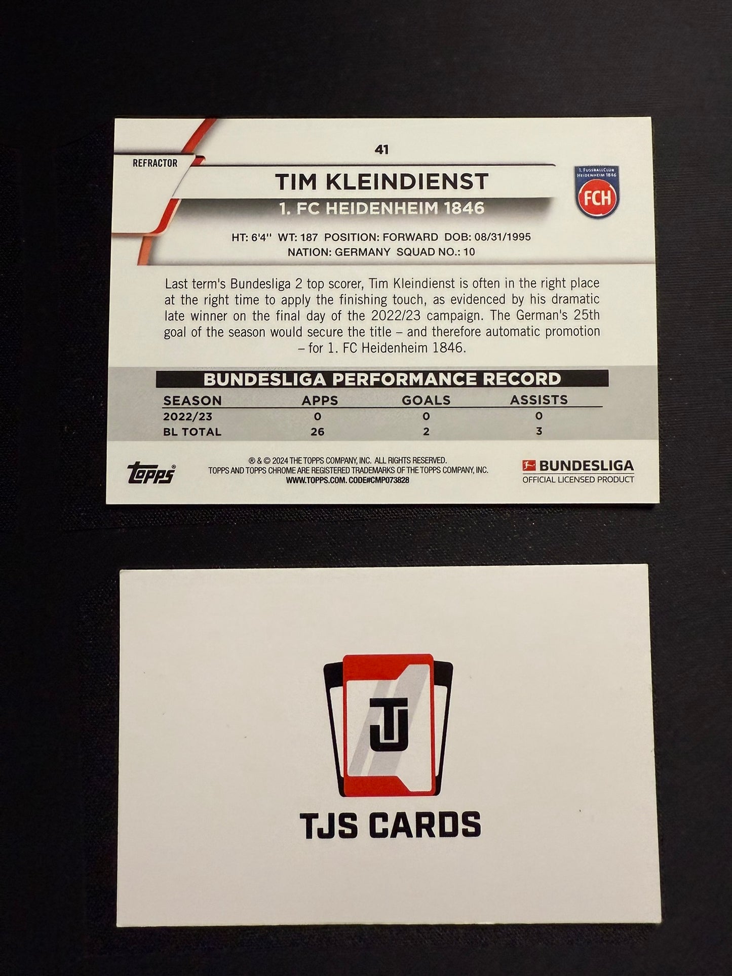 Tim Kleindienst - Aqua Wave /275 - TOPPS Bundesliga Chrome 2023/24