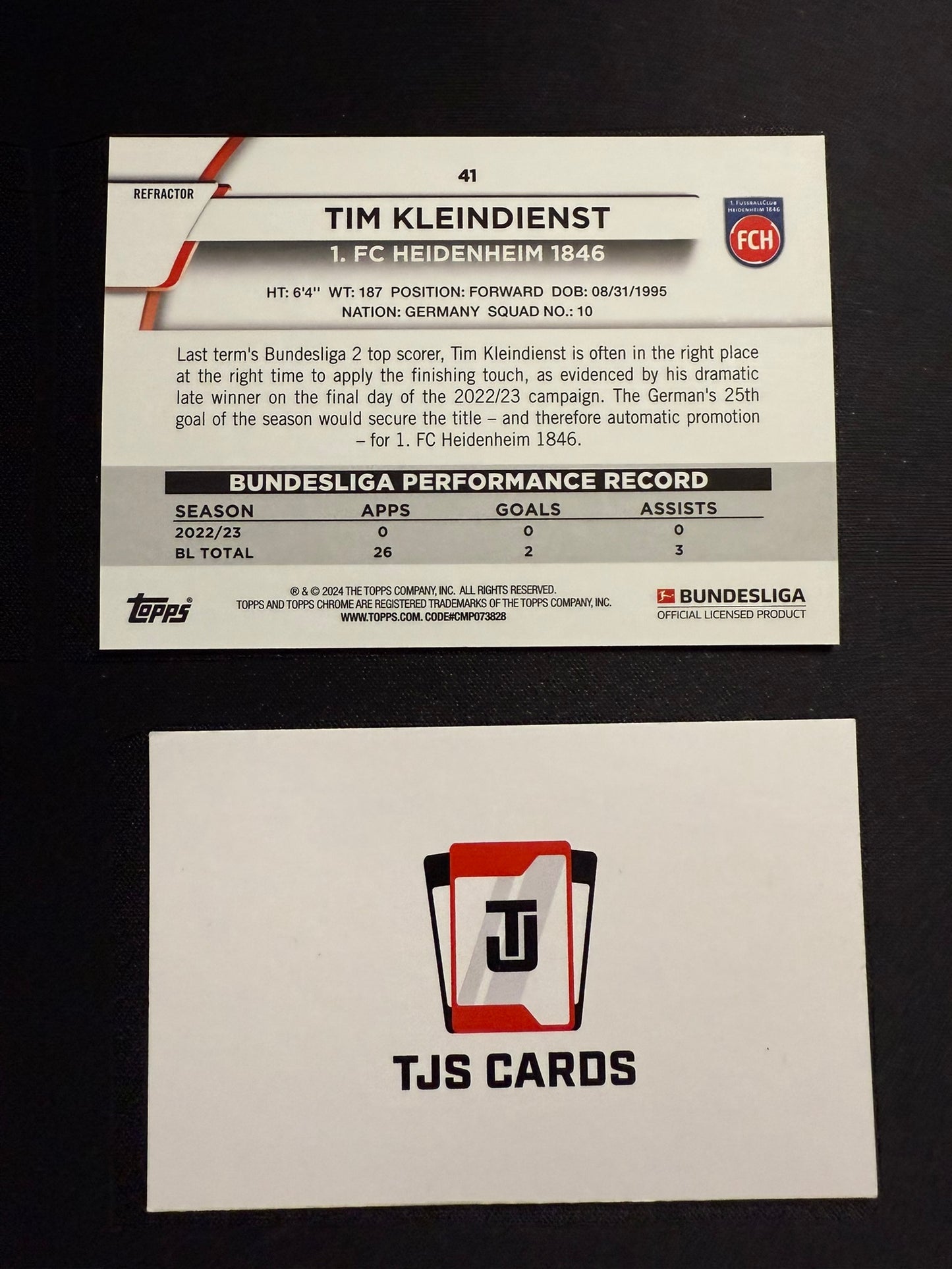 Tim Kleindienst - Pink Wave /75 - TOPPS Bundesliga Chrome 2023/24