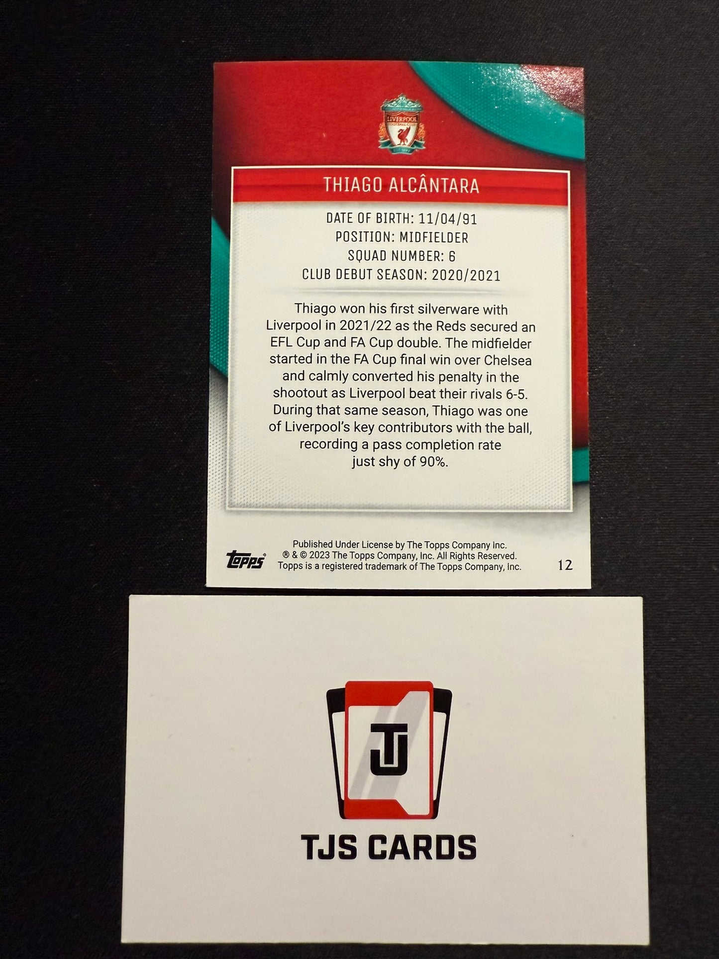 Thiago Alcantara - Pink /99 - TOPPS Liverpool Team Set 2023/24
