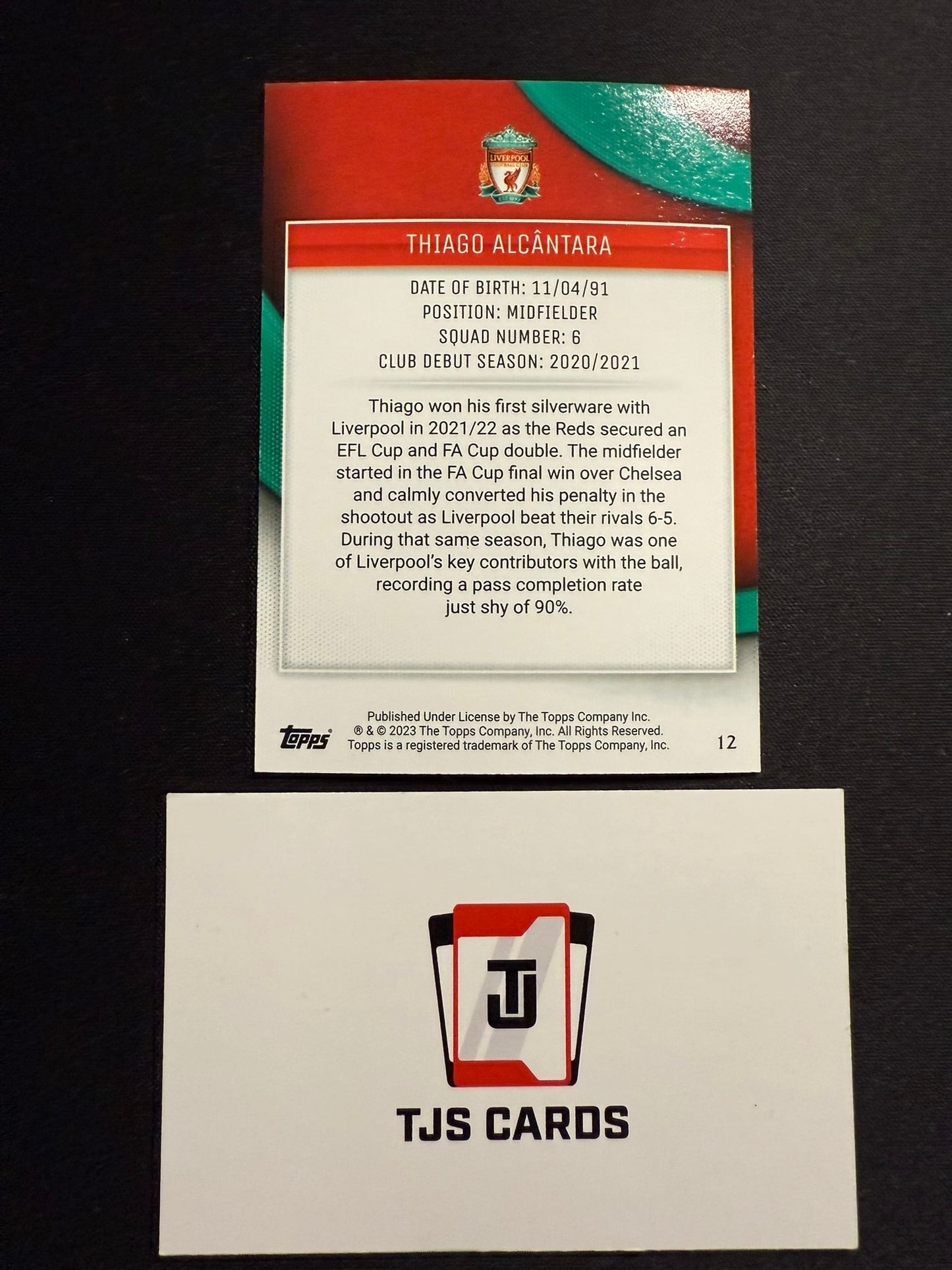 Thiago Alcantara - Gold /50 - TOPPS Liverpool Team Set 2023/24