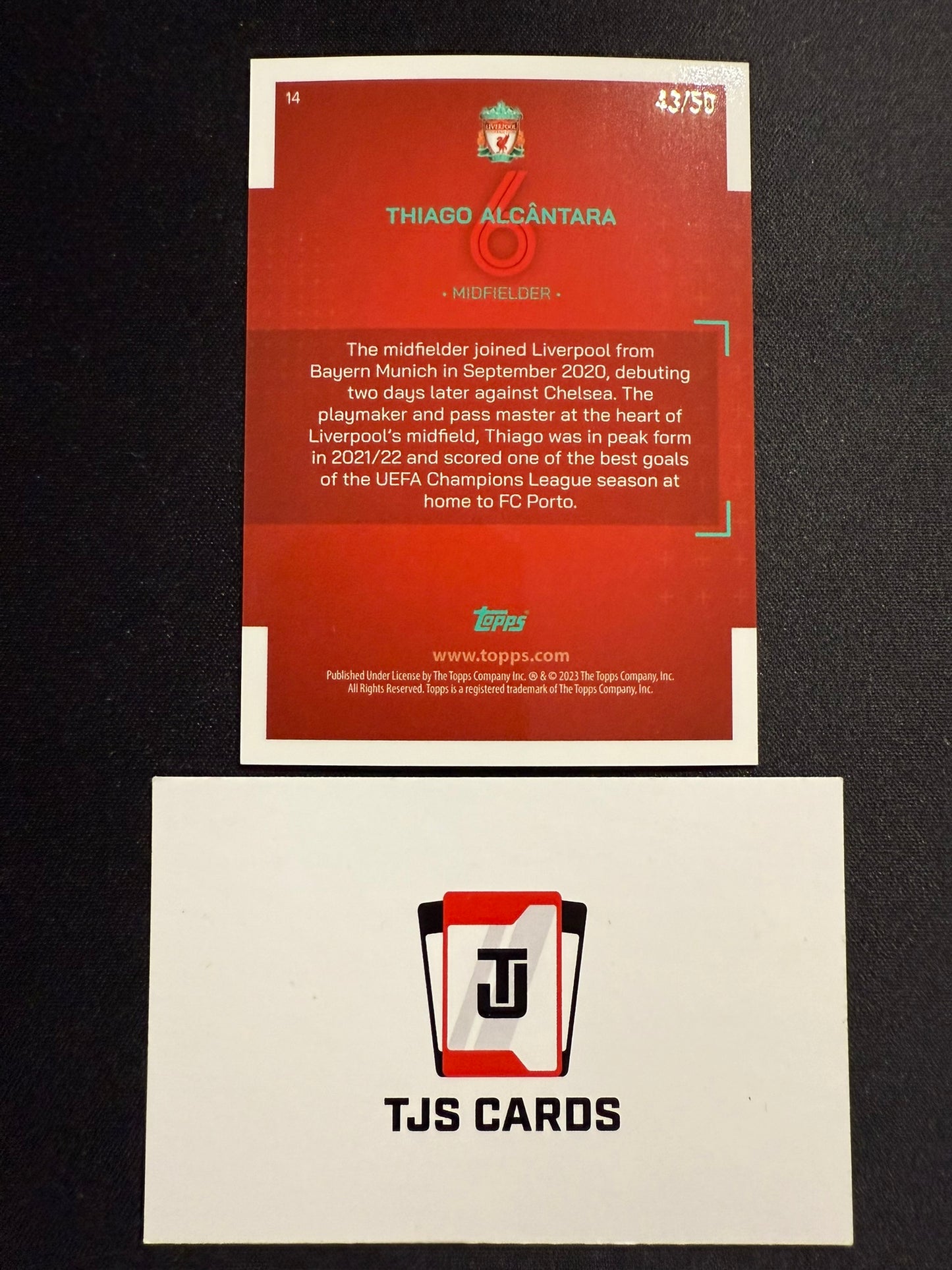 Thiago Alcantara - Gold /50 - TOPPS Liverpool Team Set 2022/23