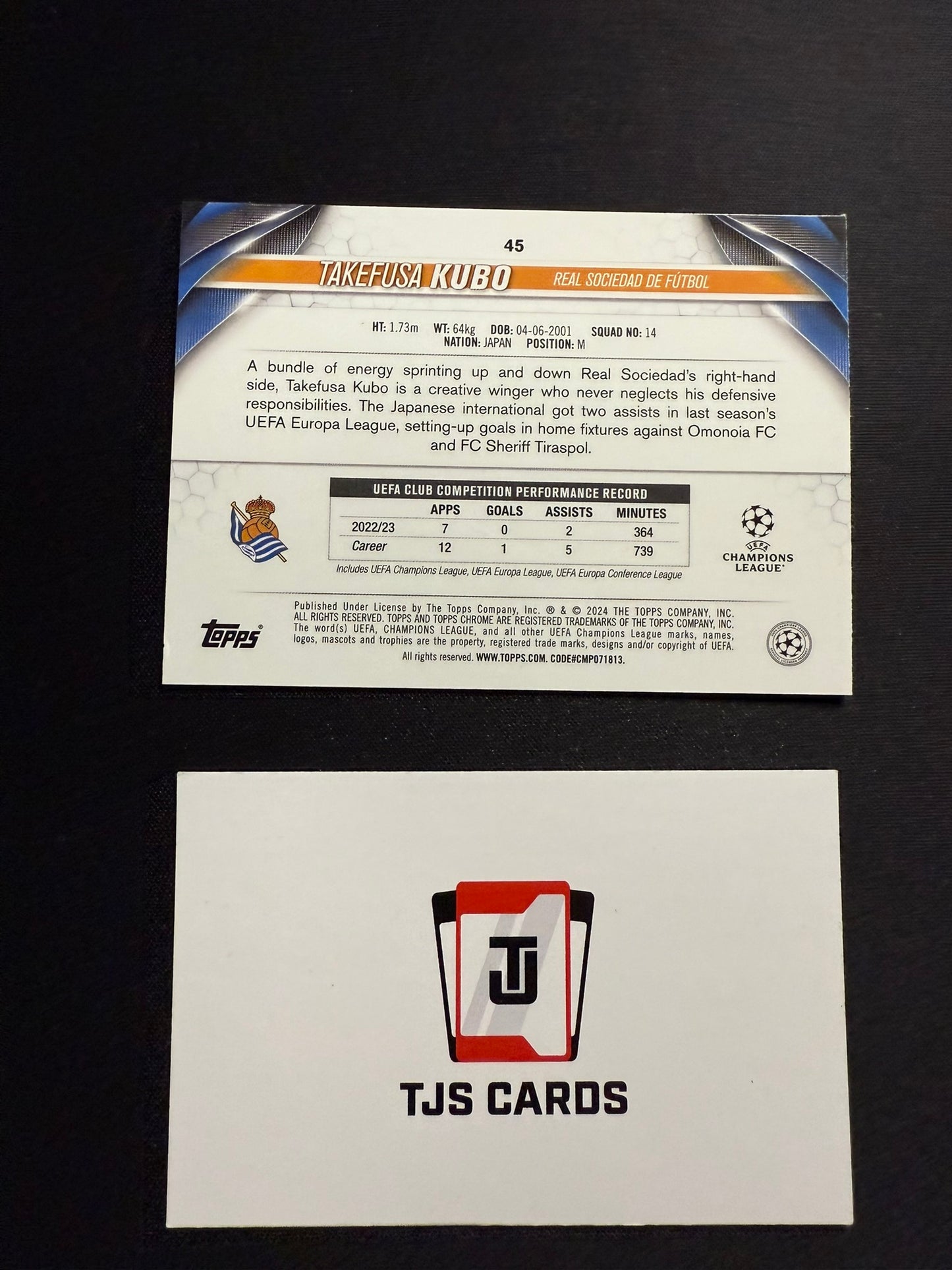 Takefusa Kubo - Gold /50 - TOPPS Chrome UCC 2023/24