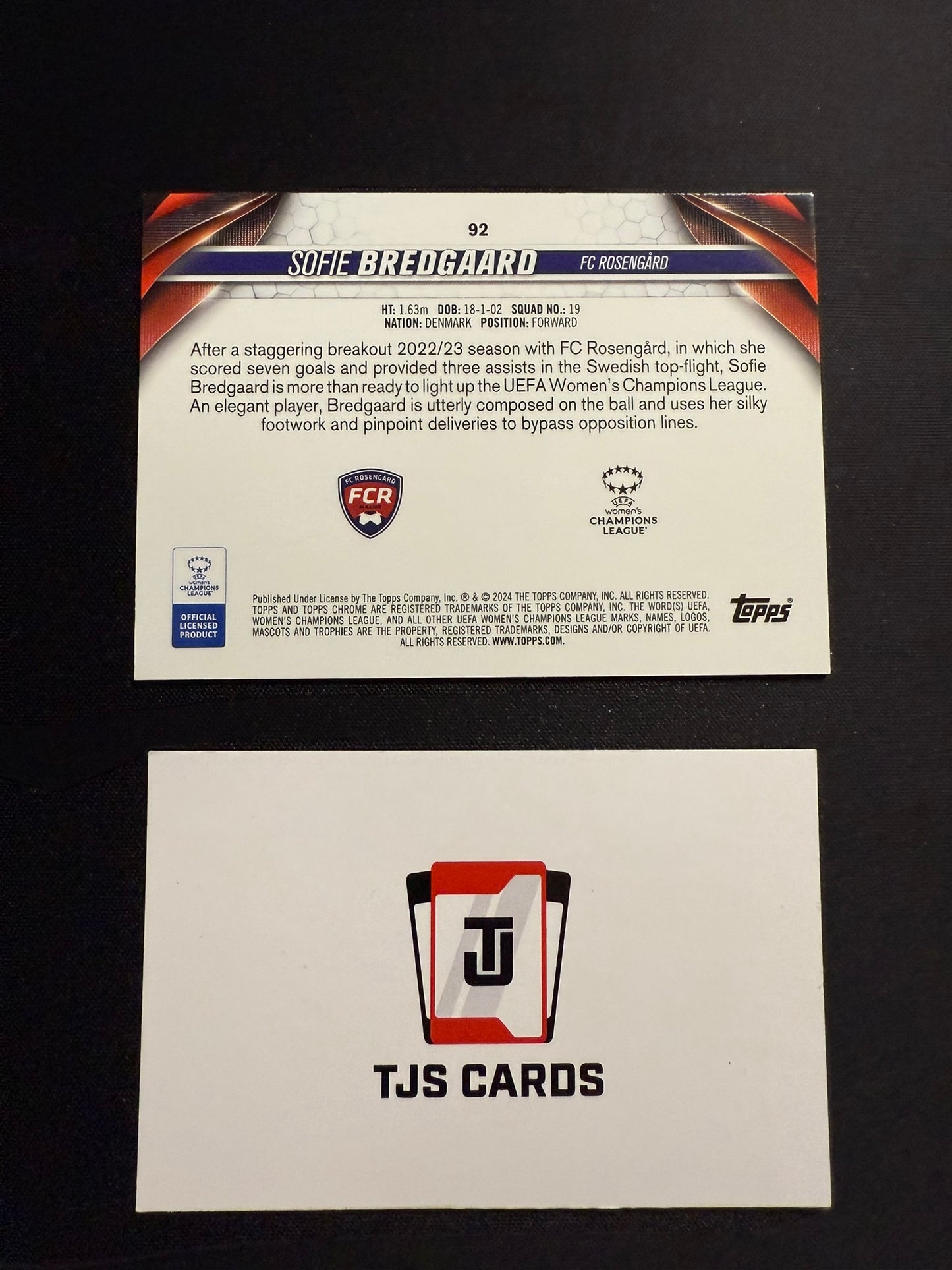 Sofie Bredgaard - Rookie Purple Pulsar /299 - TOPPS Chrome UWCL 2023/24